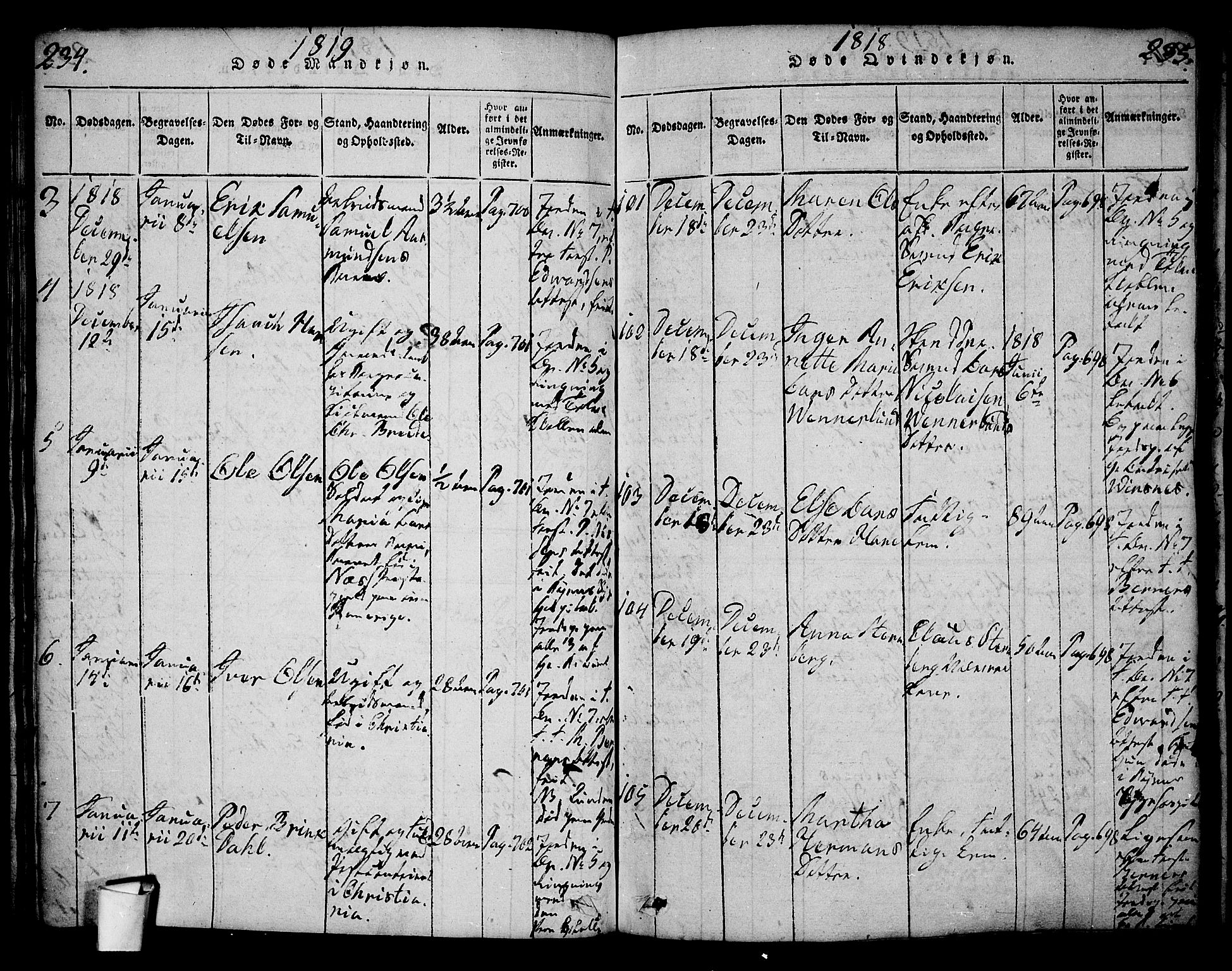 Oslo domkirke Kirkebøker, AV/SAO-A-10752/G/Ga/L0001: Parish register (copy) no. 1, 1817-1825, p. 234-235