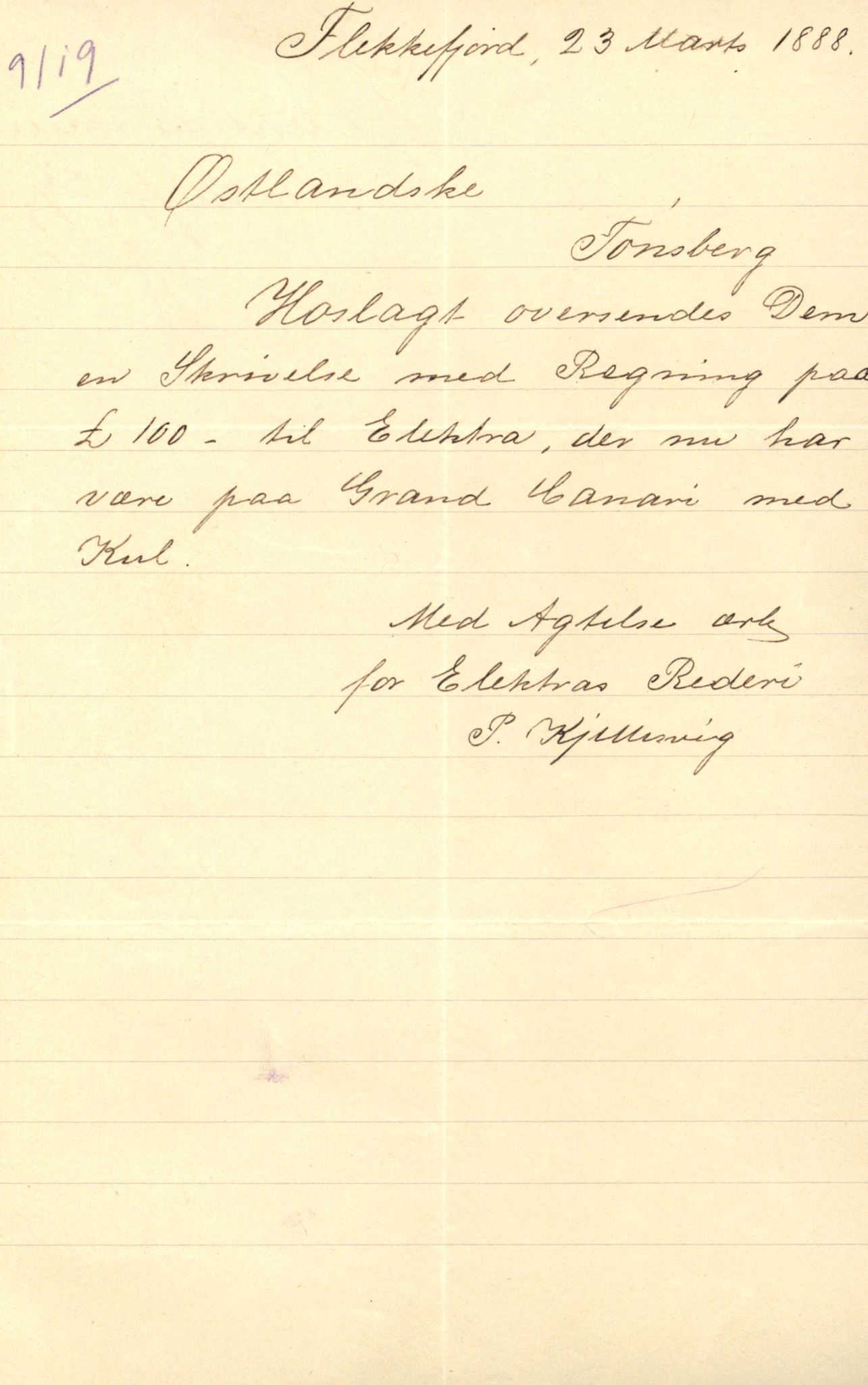 Pa 63 - Østlandske skibsassuranceforening, VEMU/A-1079/G/Ga/L0023/0004: Havaridokumenter / Petrus, Eimund, Eidsvold, Electra, Eliezer, Elise, 1888, p. 25