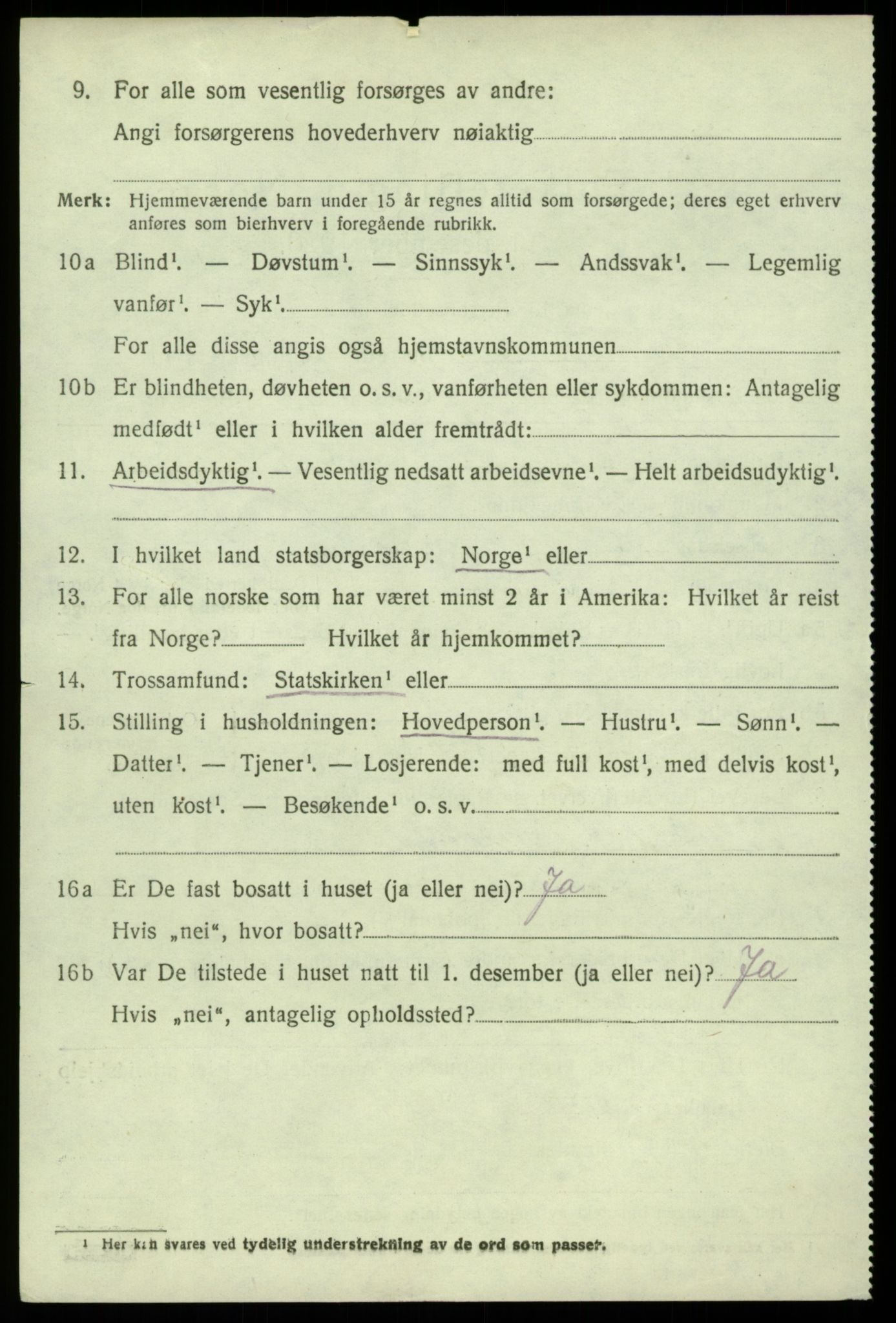 SAB, 1920 census for Sund, 1920, p. 5304