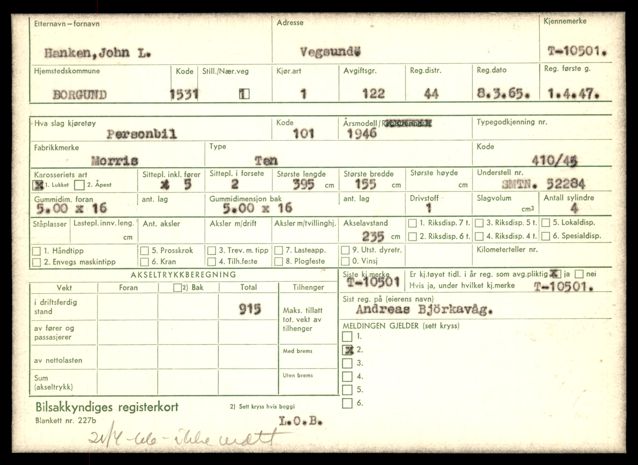 Møre og Romsdal vegkontor - Ålesund trafikkstasjon, AV/SAT-A-4099/F/Fe/L0021: Registreringskort for kjøretøy T 10471 - T 10583, 1927-1998, p. 861