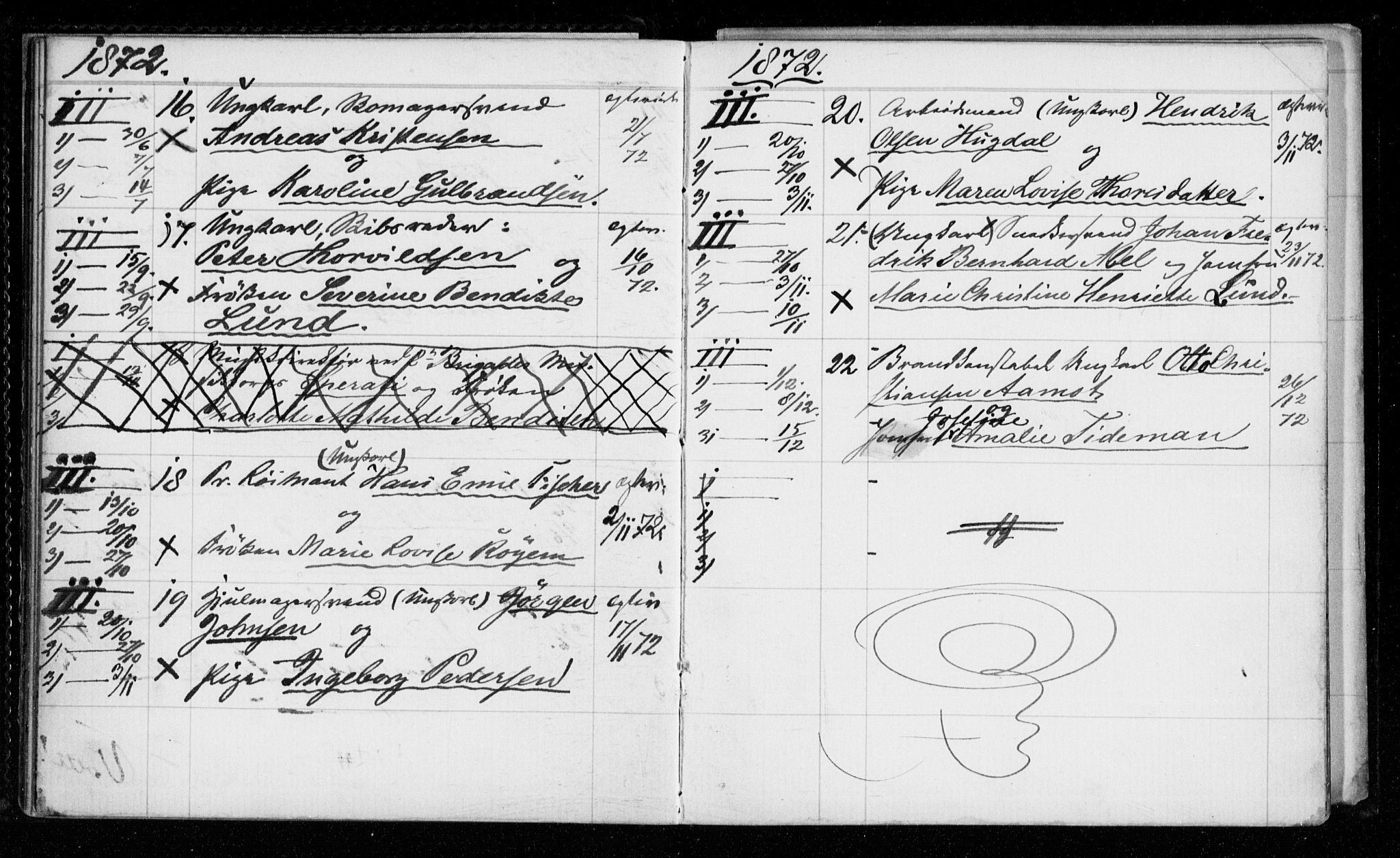 Garnisonsmenigheten Kirkebøker, AV/SAO-A-10846/H/Hb/L0001: Banns register no. II 1, 1865-1911