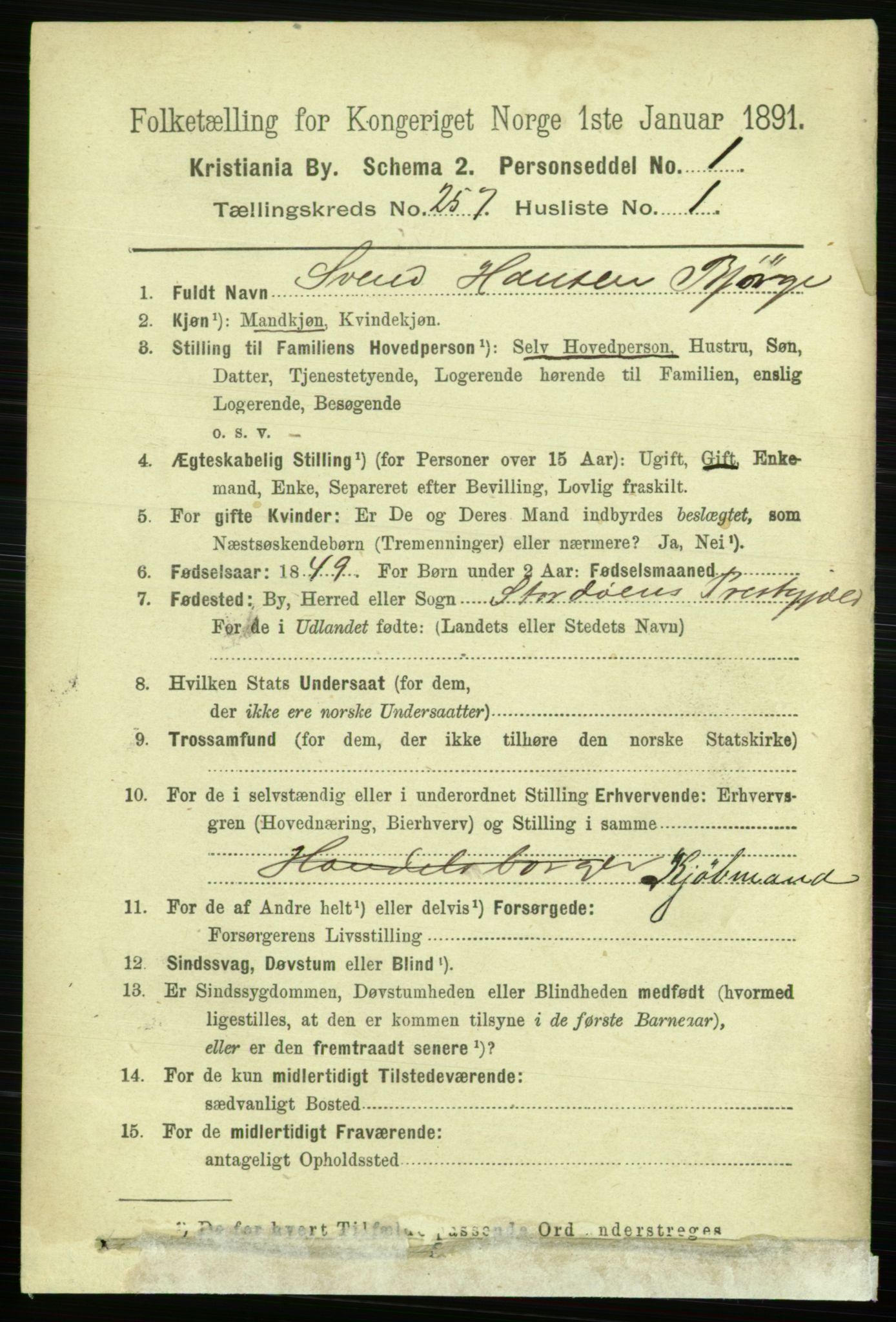 RA, 1891 census for 0301 Kristiania, 1891, p. 156477