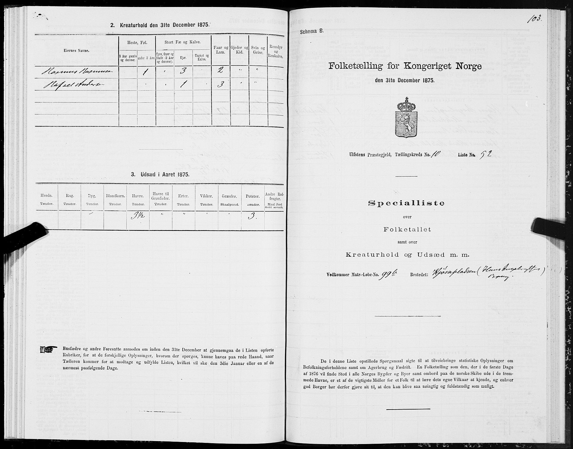 SAT, 1875 census for 1516P Ulstein, 1875, p. 4103