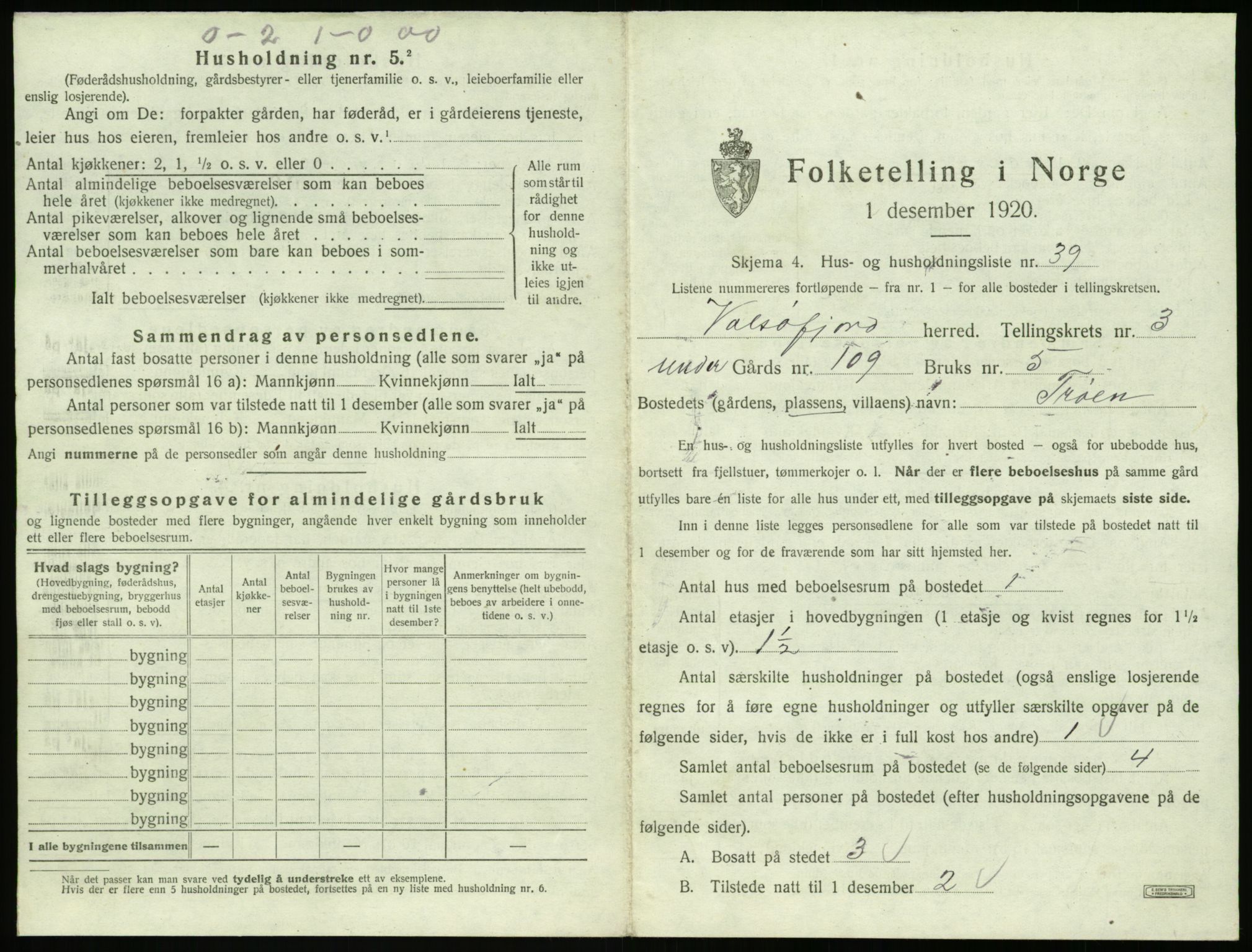 SAT, 1920 census for Valsøyfjord, 1920, p. 207