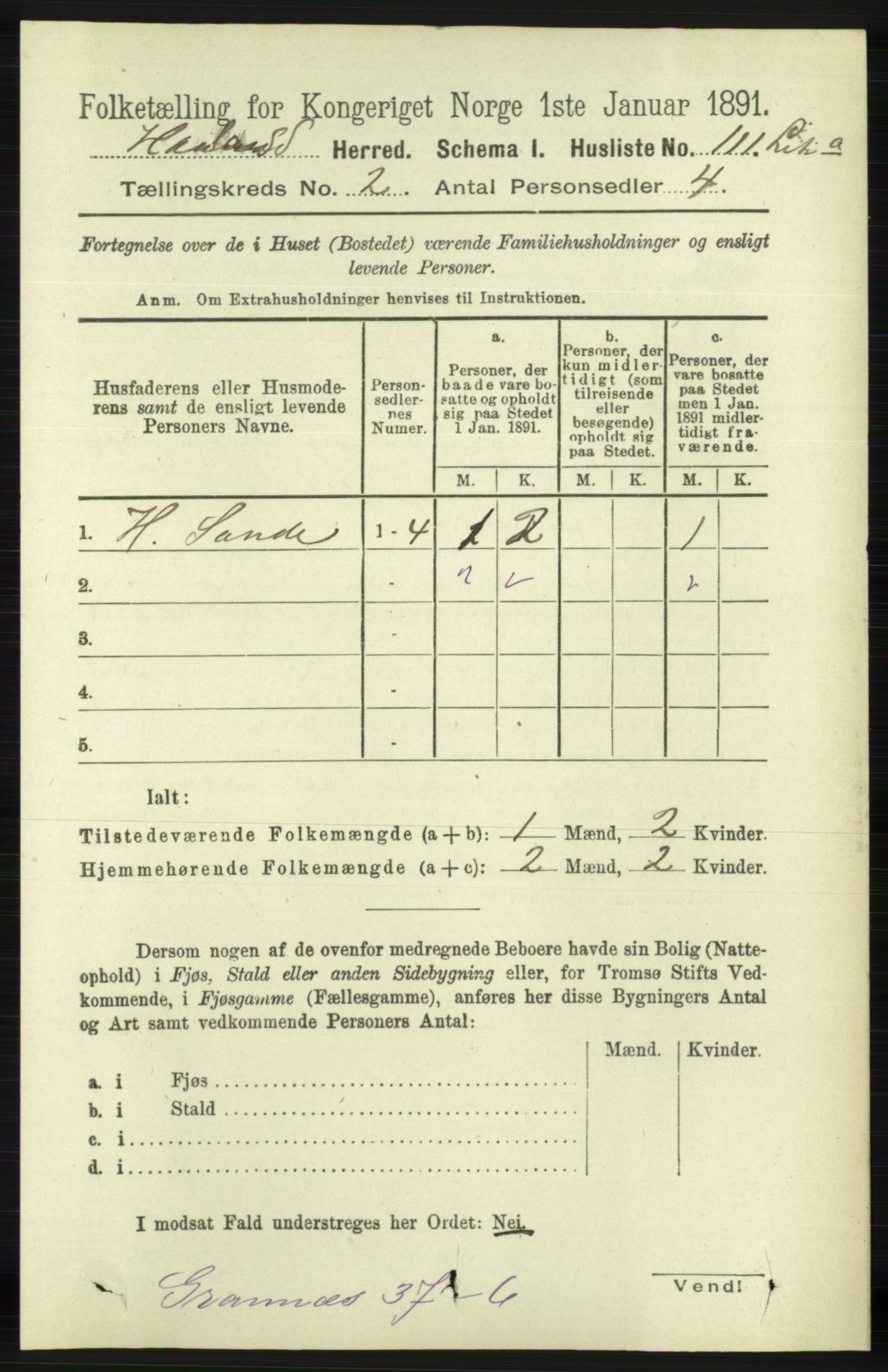 RA, 1891 census for 1124 Haaland, 1891, p. 977