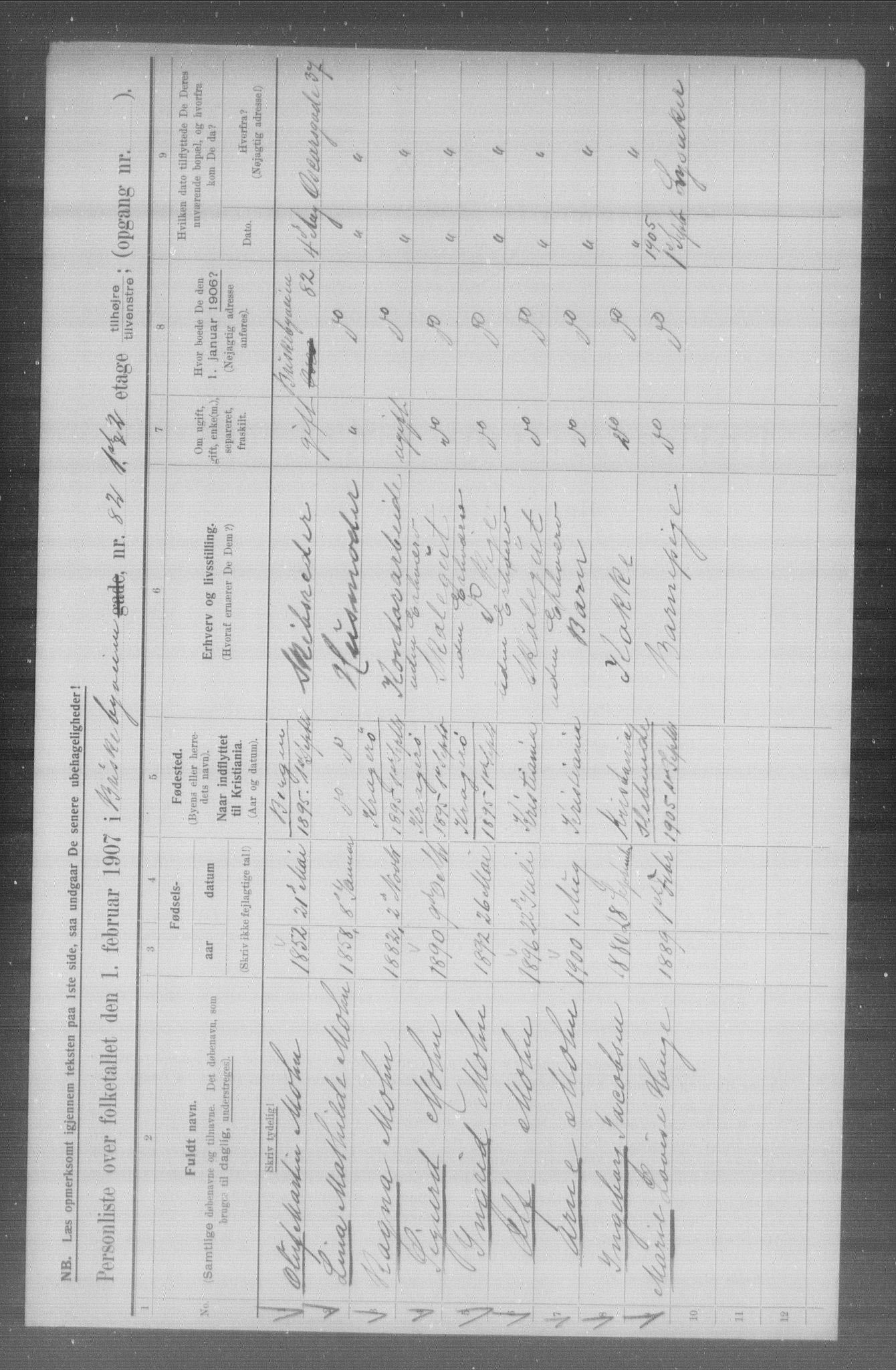 OBA, Municipal Census 1907 for Kristiania, 1907, p. 4971