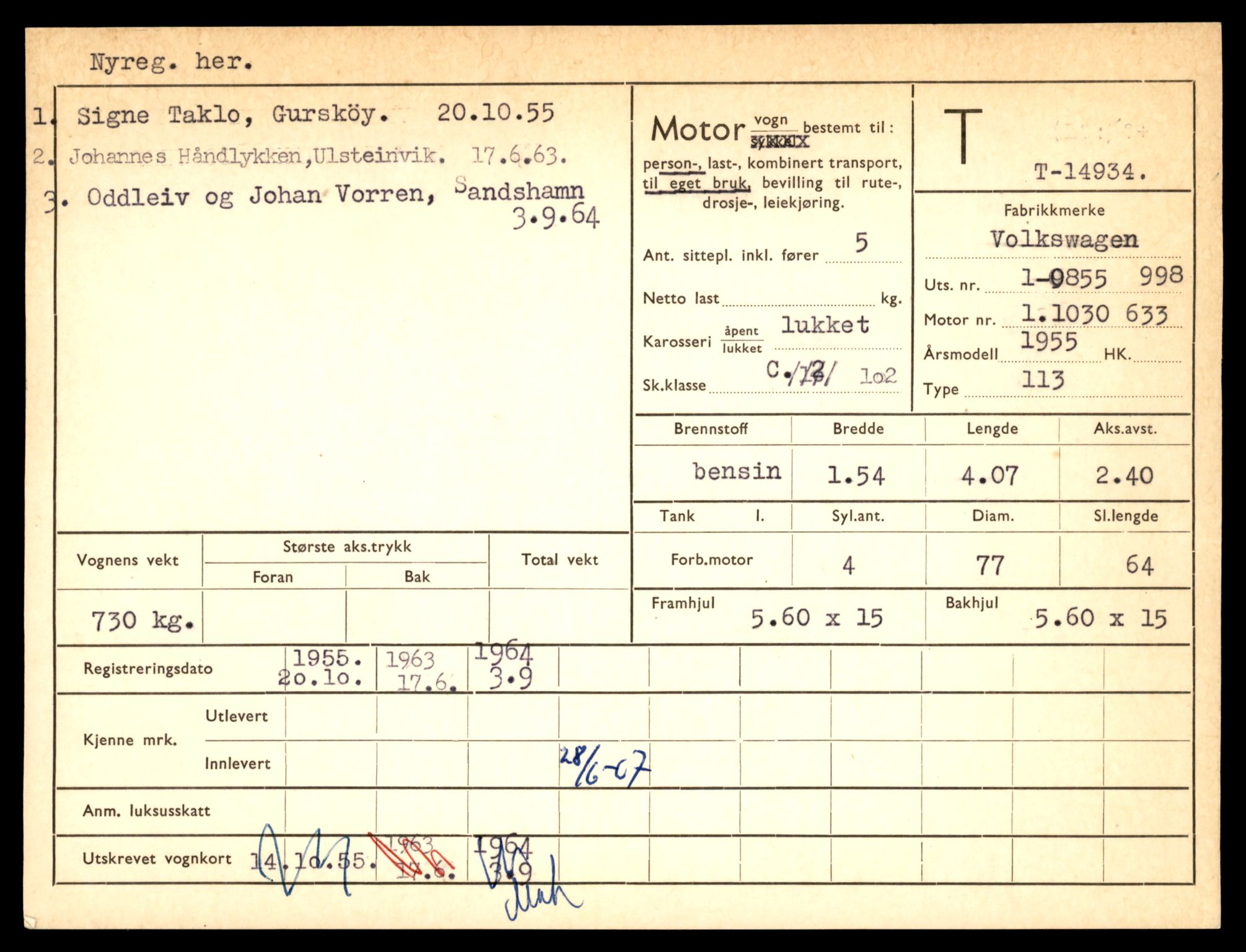 Møre og Romsdal vegkontor - Ålesund trafikkstasjon, AV/SAT-A-4099/F/Fe/L0049: Registreringskort for kjøretøy T 14864 - T 18613, 1927-1998, p. 1623