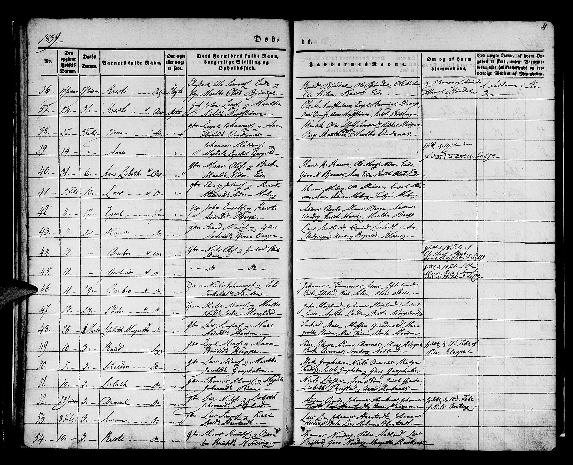 Os sokneprestembete, SAB/A-99929: Parish register (official) no. A 15, 1839-1851, p. 4