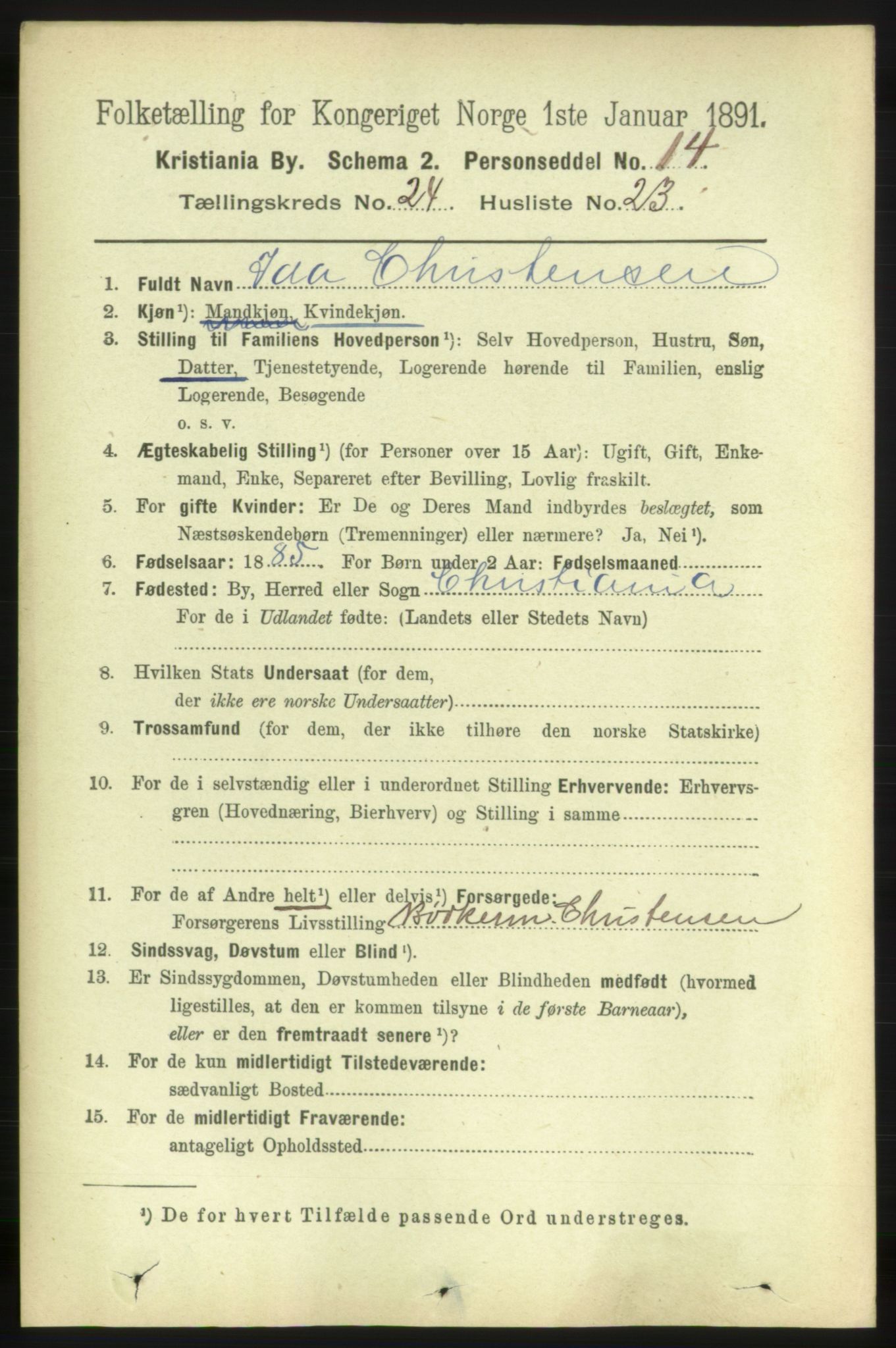 RA, 1891 census for 0301 Kristiania, 1891, p. 12111