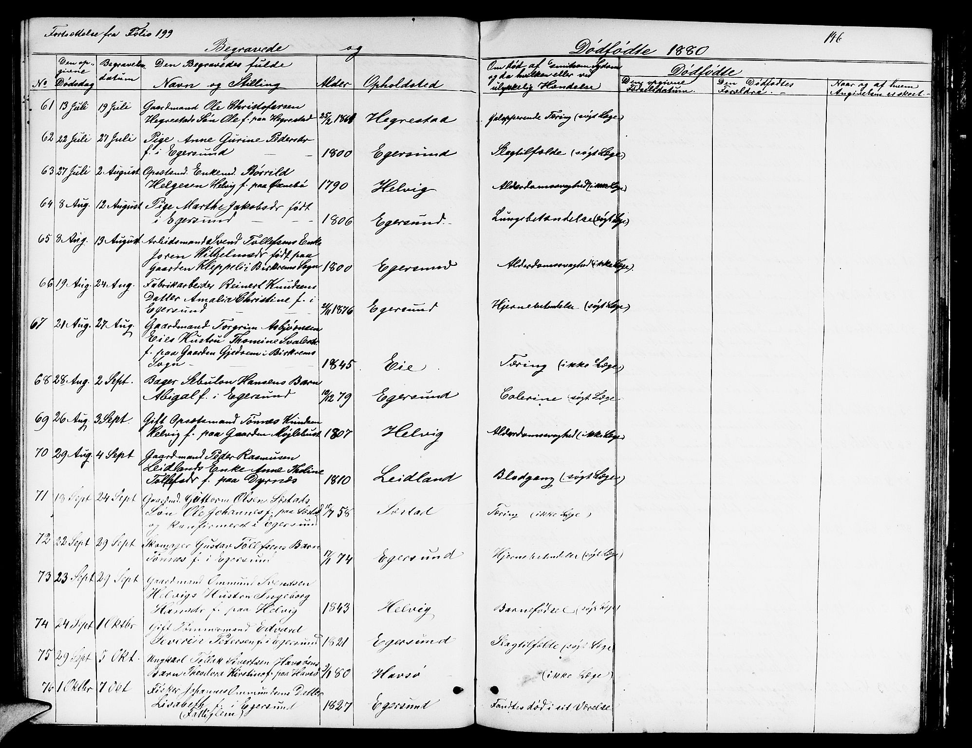 Eigersund sokneprestkontor, SAST/A-101807/S09/L0005: Parish register (copy) no. B 5, 1872-1881, p. 146