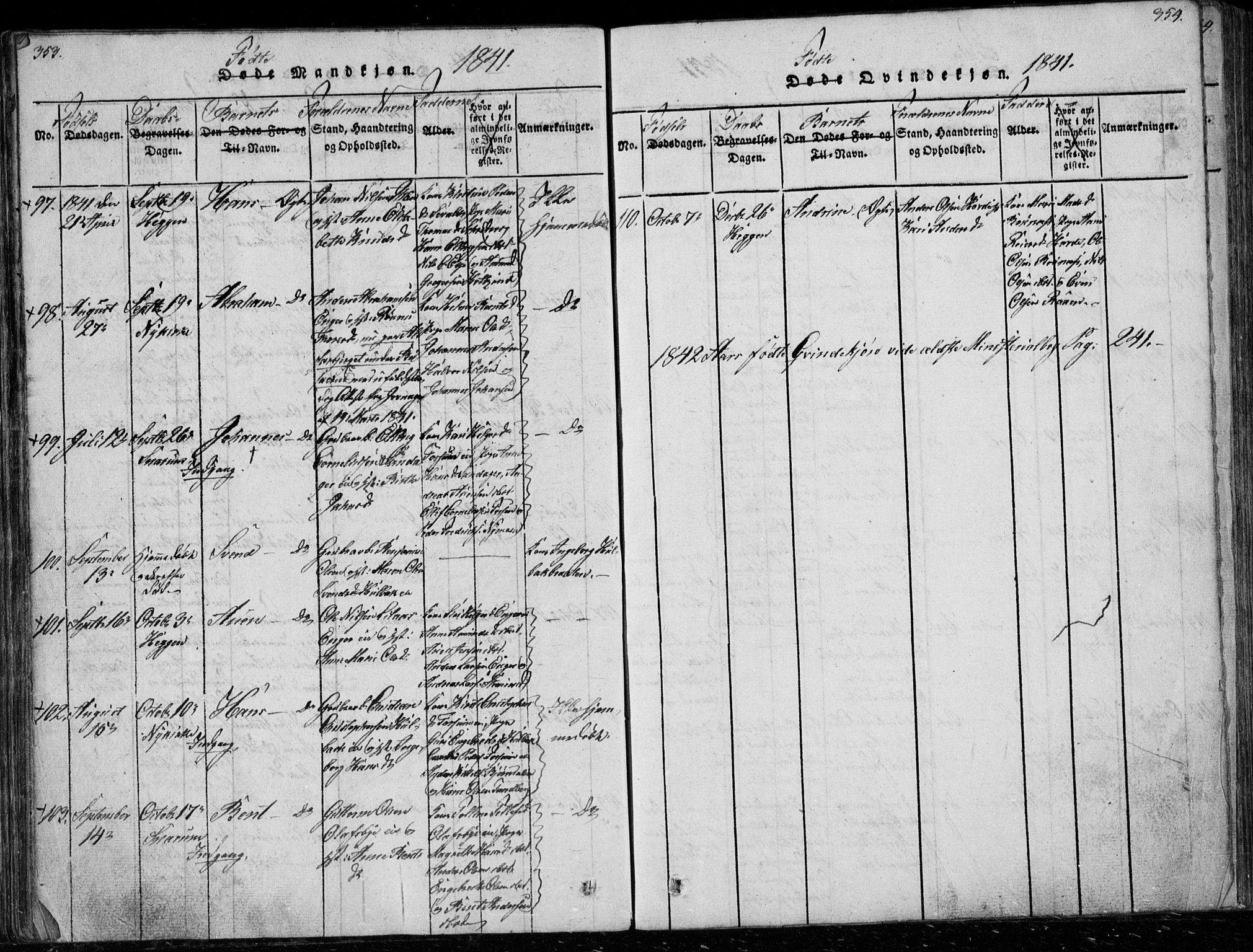 Modum kirkebøker, AV/SAKO-A-234/G/Ga/L0003: Parish register (copy) no. I 3, 1832-1842, p. 353-354