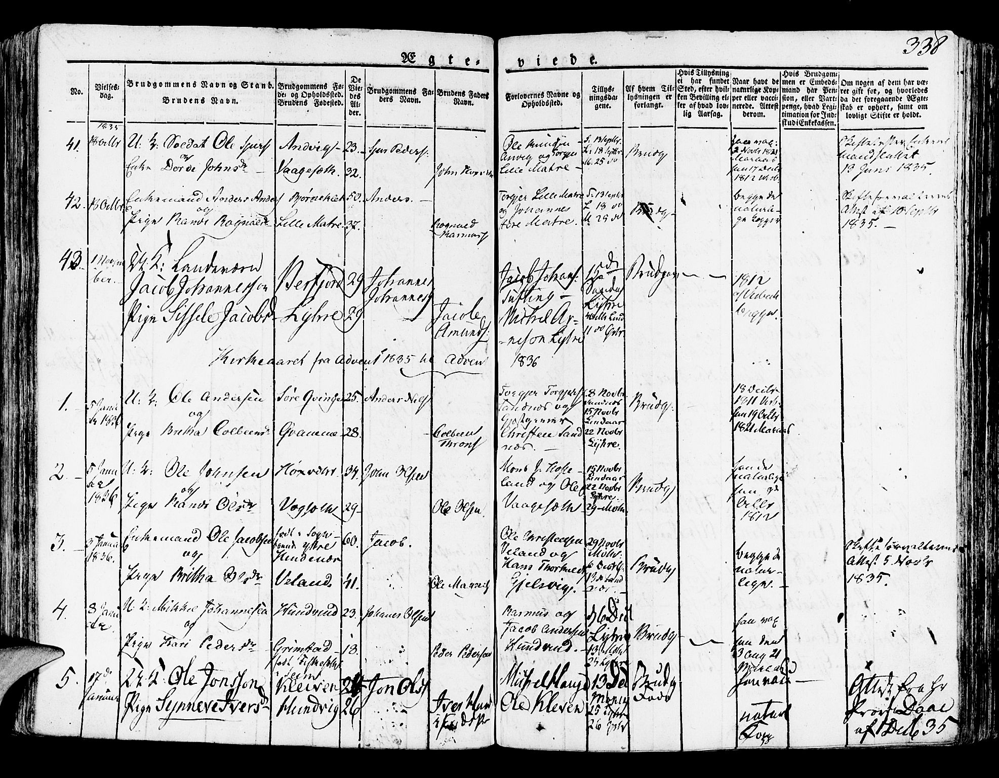Lindås Sokneprestembete, SAB/A-76701/H/Haa: Parish register (official) no. A 8, 1823-1836, p. 338