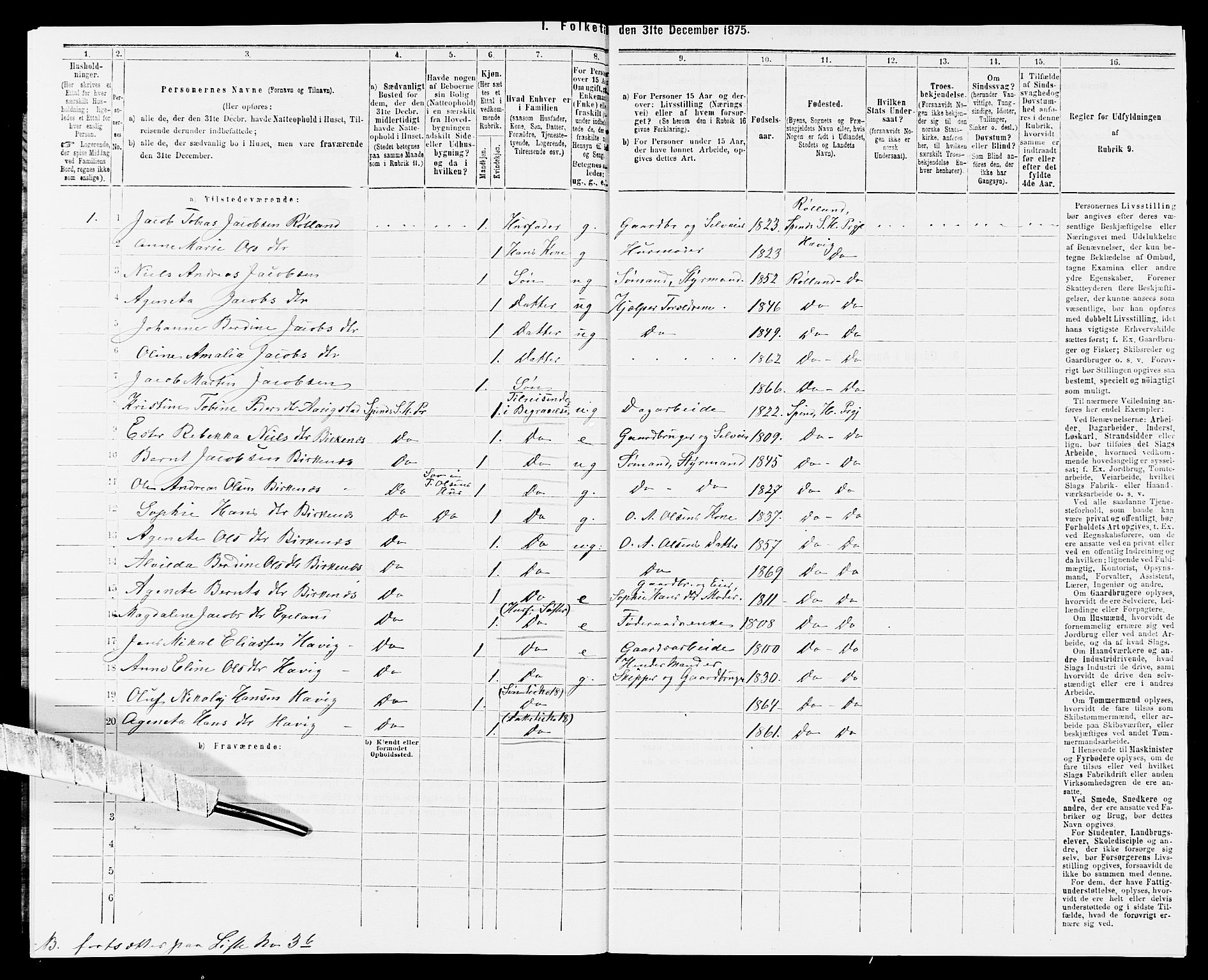 SAK, 1875 census for 1039P Herad, 1875, p. 716