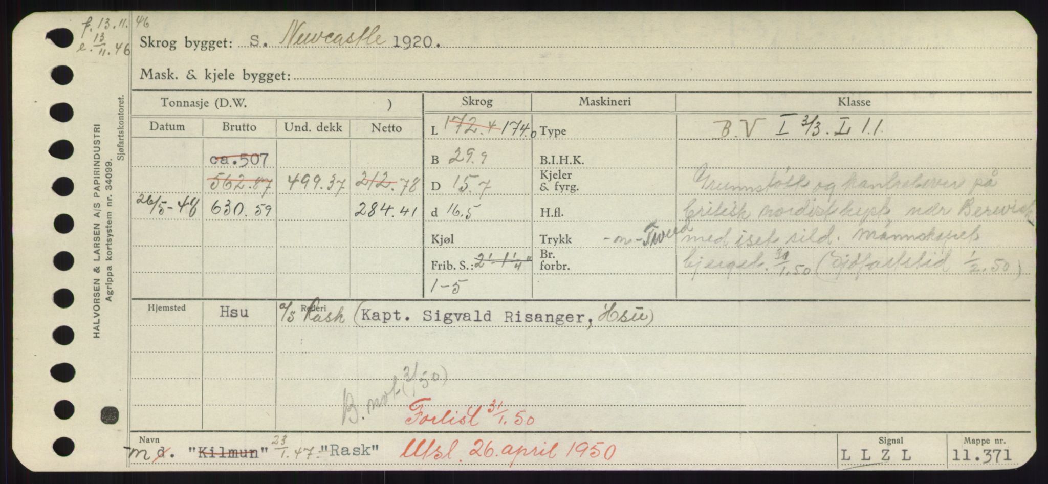 Sjøfartsdirektoratet med forløpere, Skipsmålingen, RA/S-1627/H/Hd/L0030: Fartøy, Q-Riv, p. 255