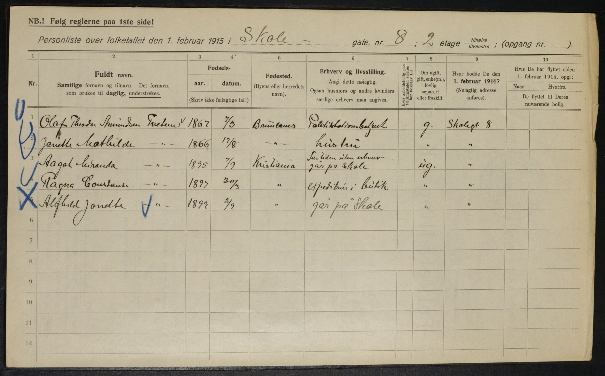 OBA, Municipal Census 1915 for Kristiania, 1915, p. 96123