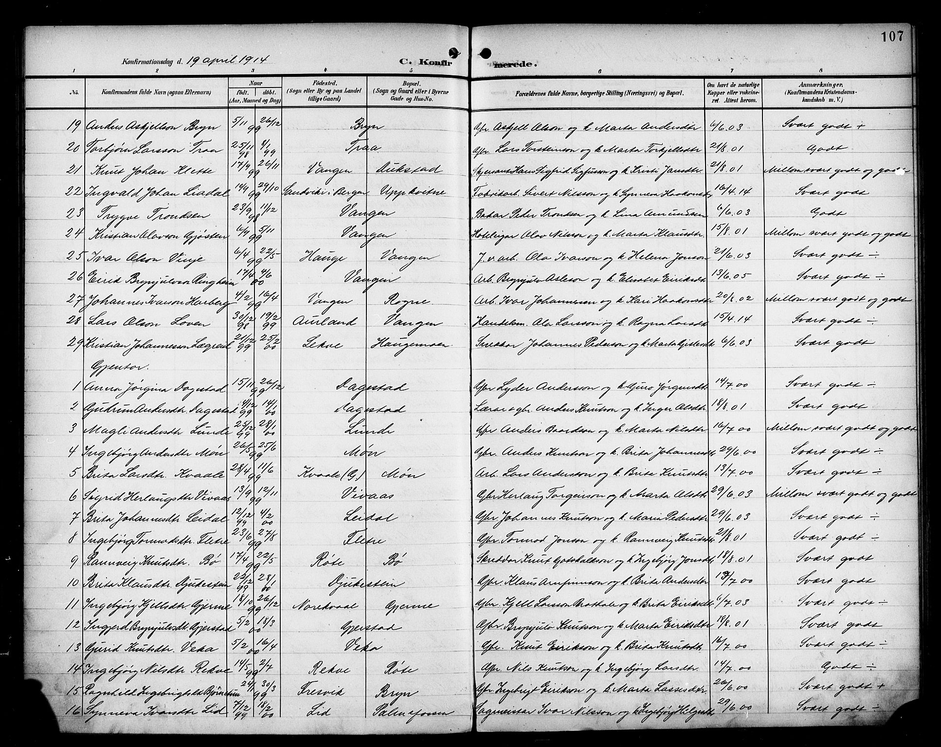 Voss sokneprestembete, AV/SAB-A-79001/H/Haa: Parish register (official) no. B 2, 1899-1922, p. 107