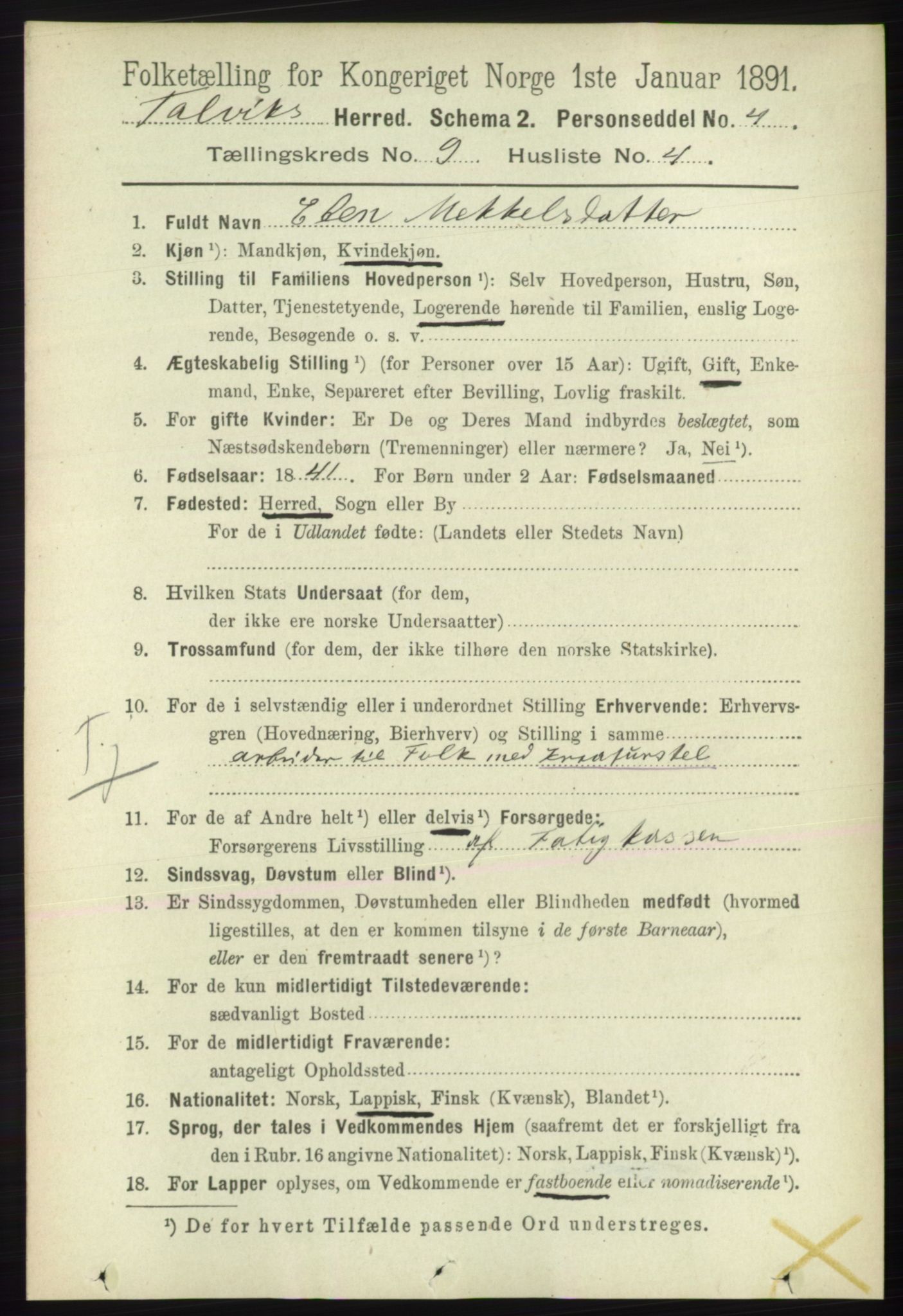 RA, 1891 census for 2013 Talvik, 1891, p. 2193