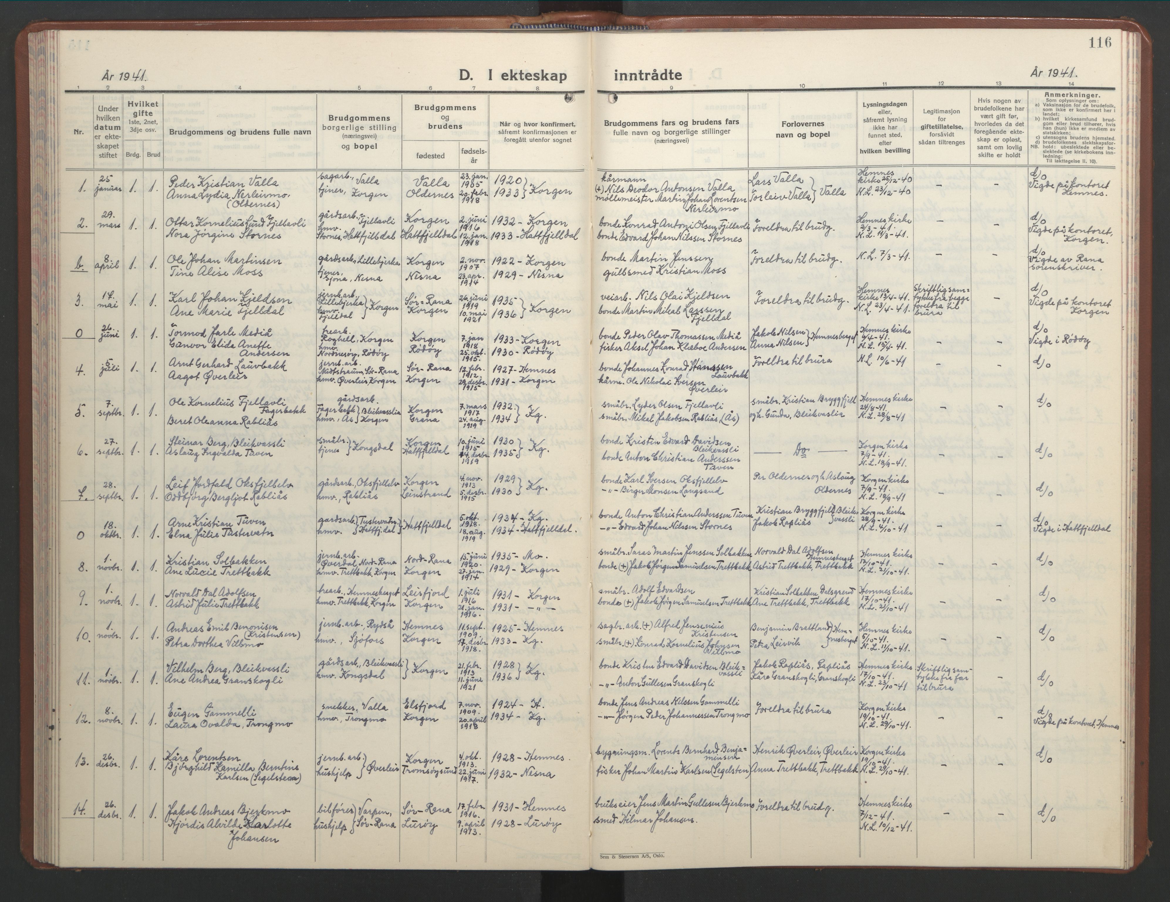 Ministerialprotokoller, klokkerbøker og fødselsregistre - Nordland, AV/SAT-A-1459/826/L0385: Parish register (copy) no. 826C05, 1933-1951, p. 116