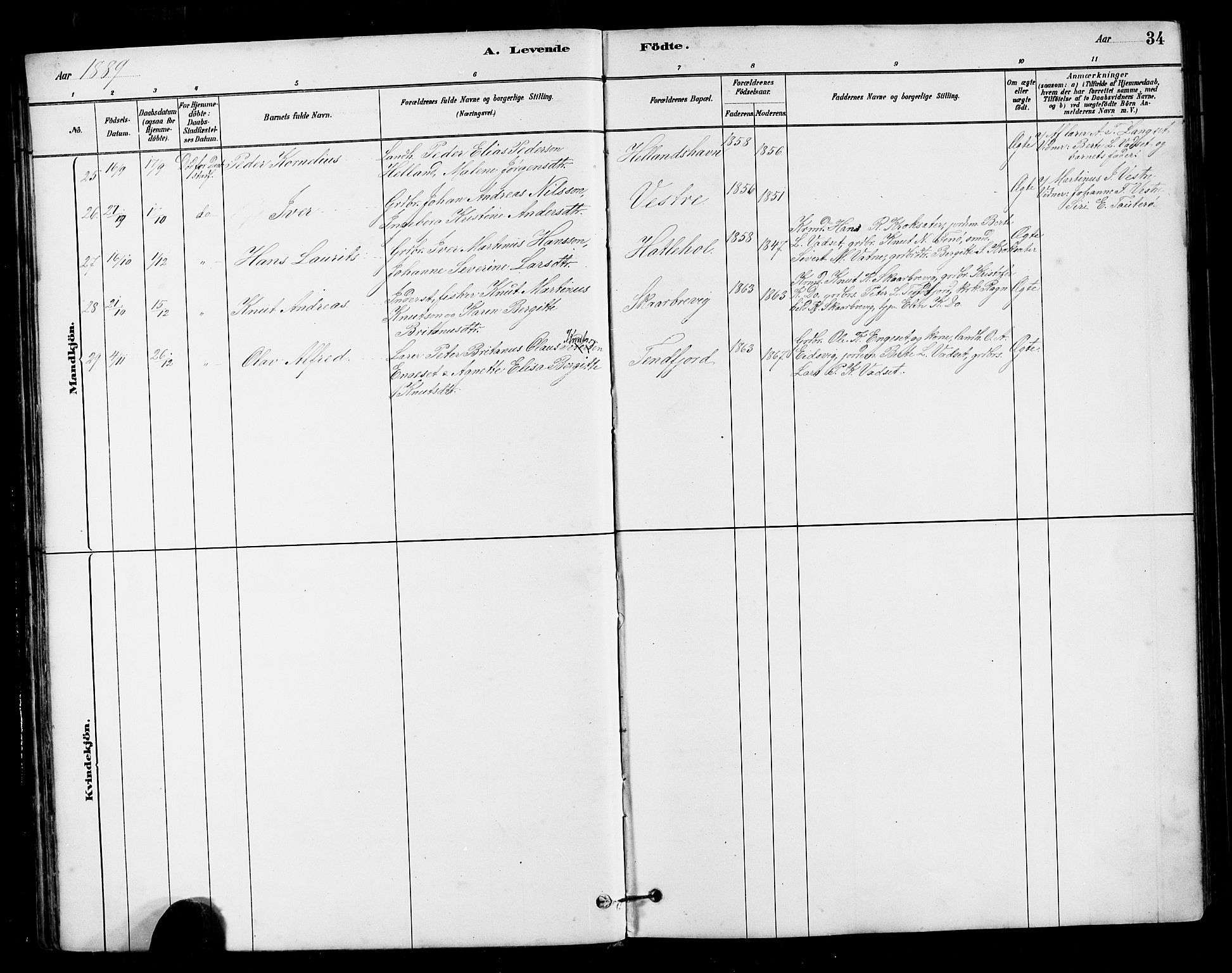 Ministerialprotokoller, klokkerbøker og fødselsregistre - Møre og Romsdal, AV/SAT-A-1454/525/L0376: Parish register (copy) no. 525C02, 1880-1902, p. 34