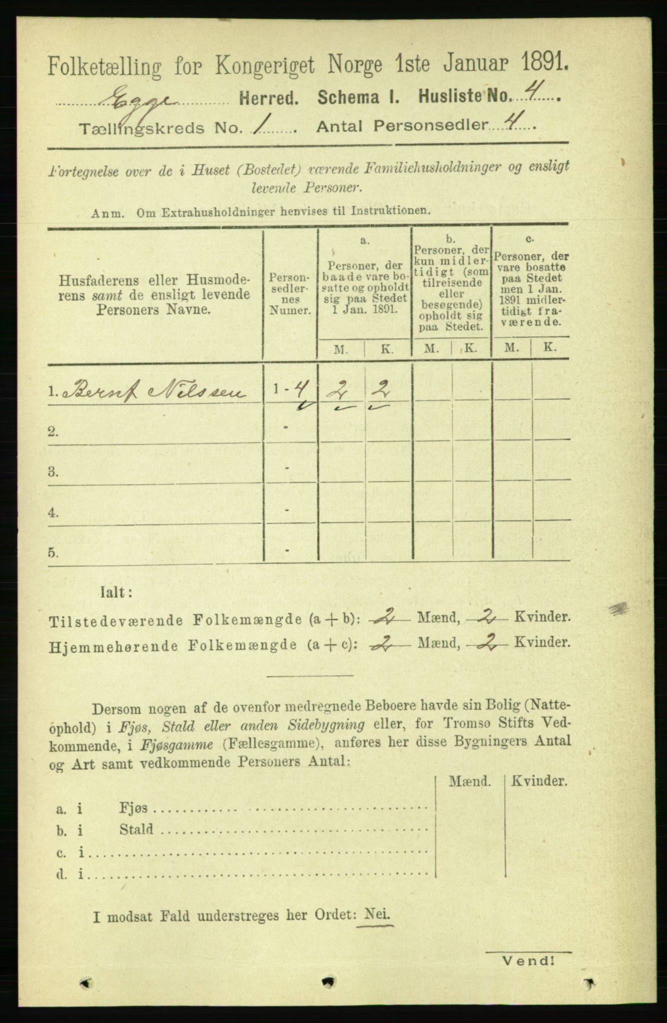 RA, 1891 census for 1733 Egge, 1891, p. 18