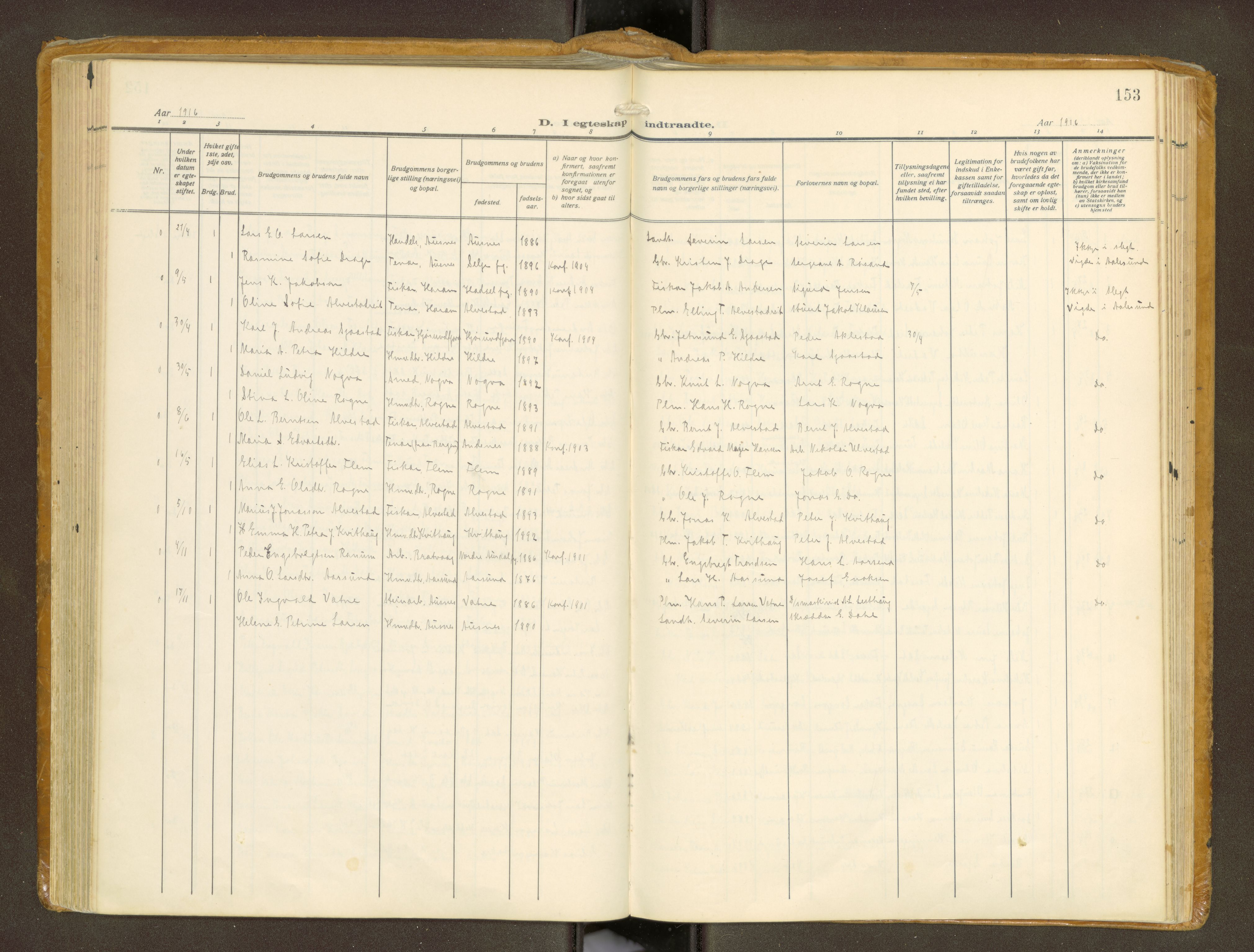 Ministerialprotokoller, klokkerbøker og fødselsregistre - Møre og Romsdal, AV/SAT-A-1454/536/L0518: Parish register (official) no. 536A--, 1914-1931, p. 153