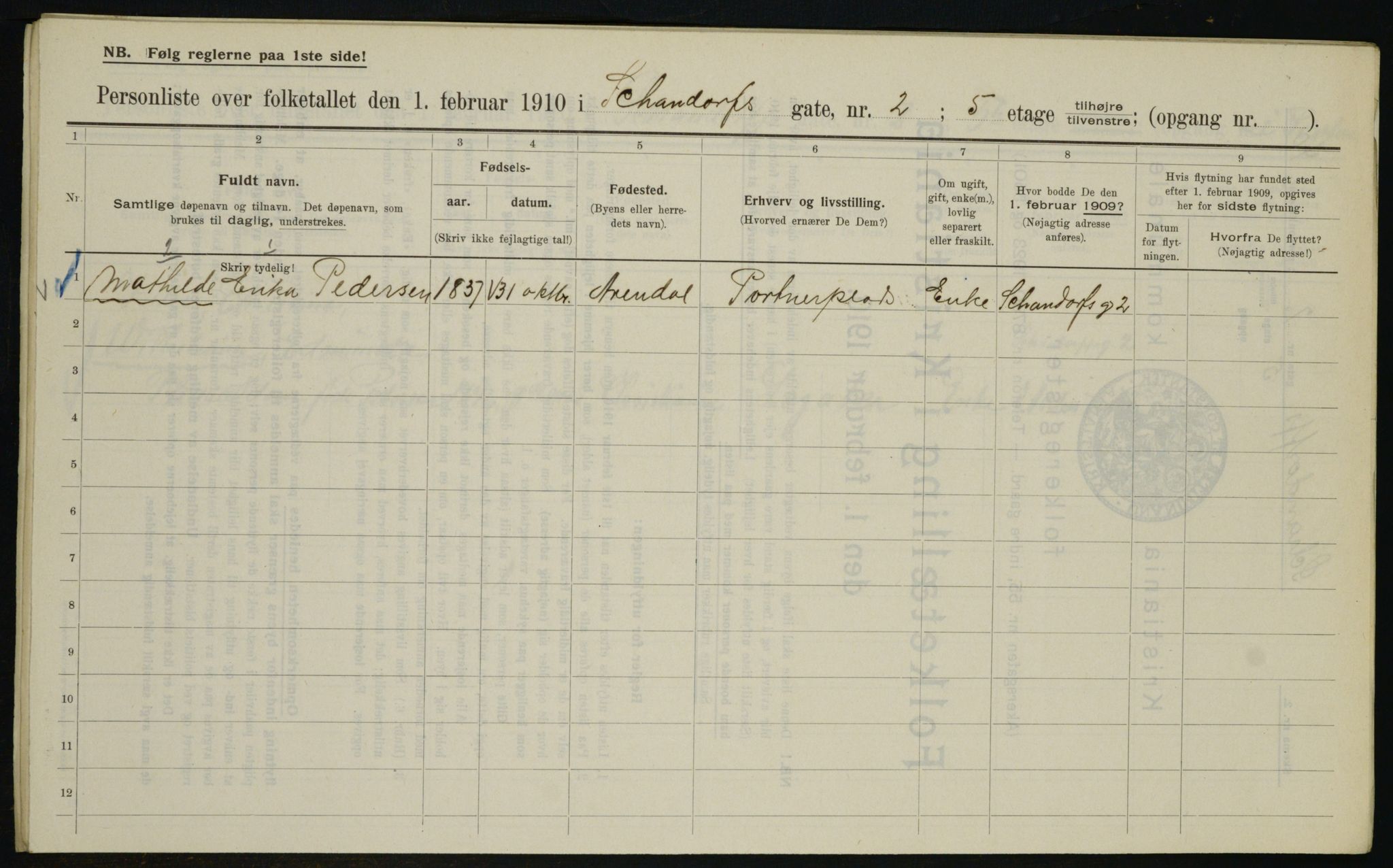 OBA, Municipal Census 1910 for Kristiania, 1910, p. 85513