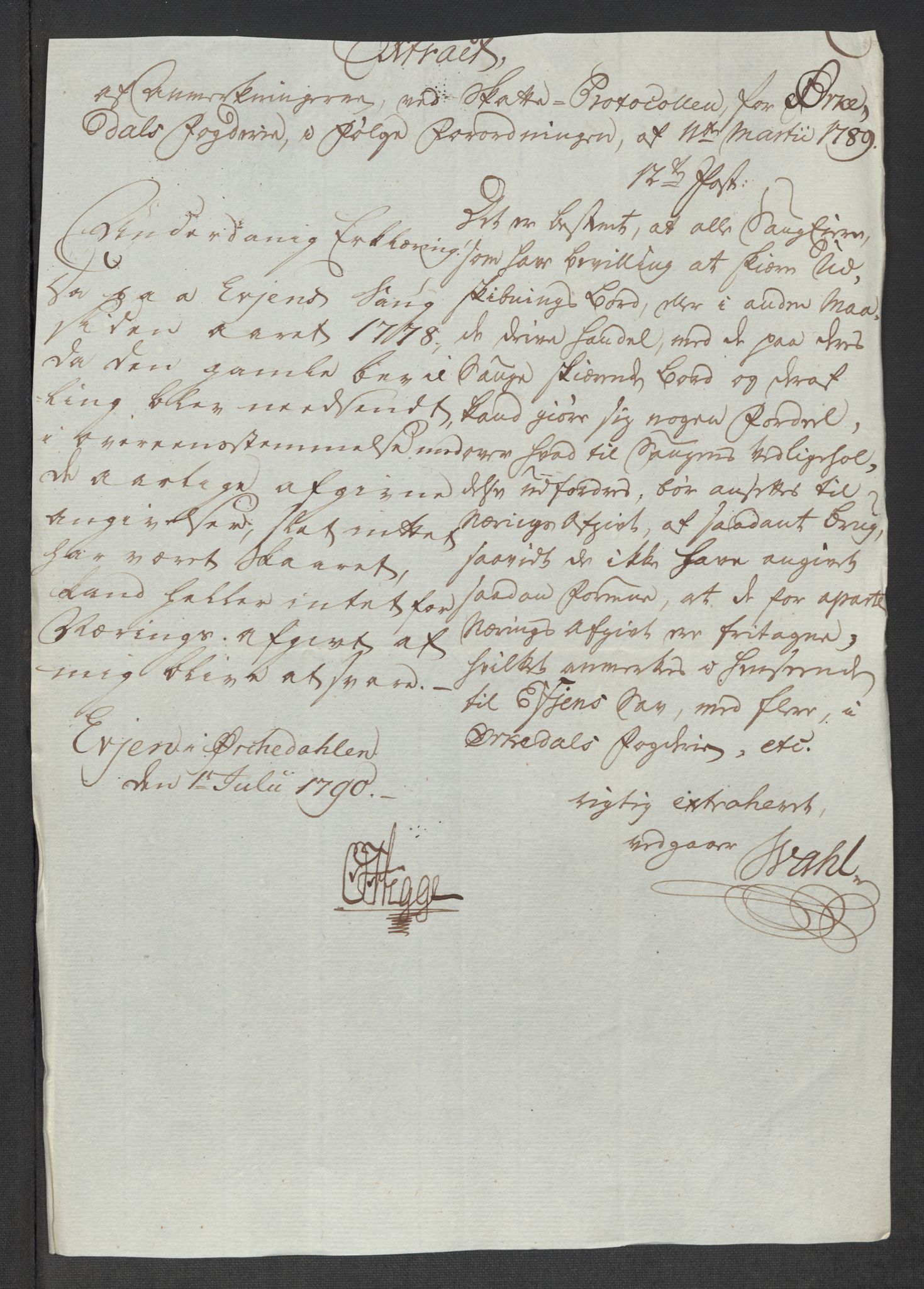 Rentekammeret inntil 1814, Reviderte regnskaper, Mindre regnskaper, AV/RA-EA-4068/Rf/Rfe/L0032: Numedal og Sandsvær fogderi, Orkdal og Gauldal fogderi, 1789, p. 184