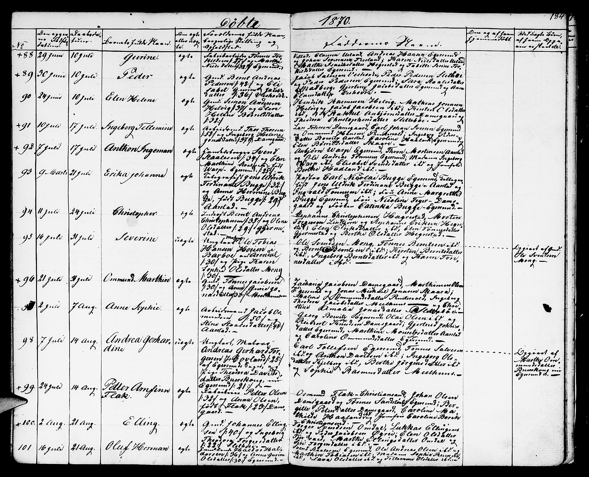 Eigersund sokneprestkontor, AV/SAST-A-101807/S09/L0004: Parish register (copy) no. B 4, 1855-1871, p. 184