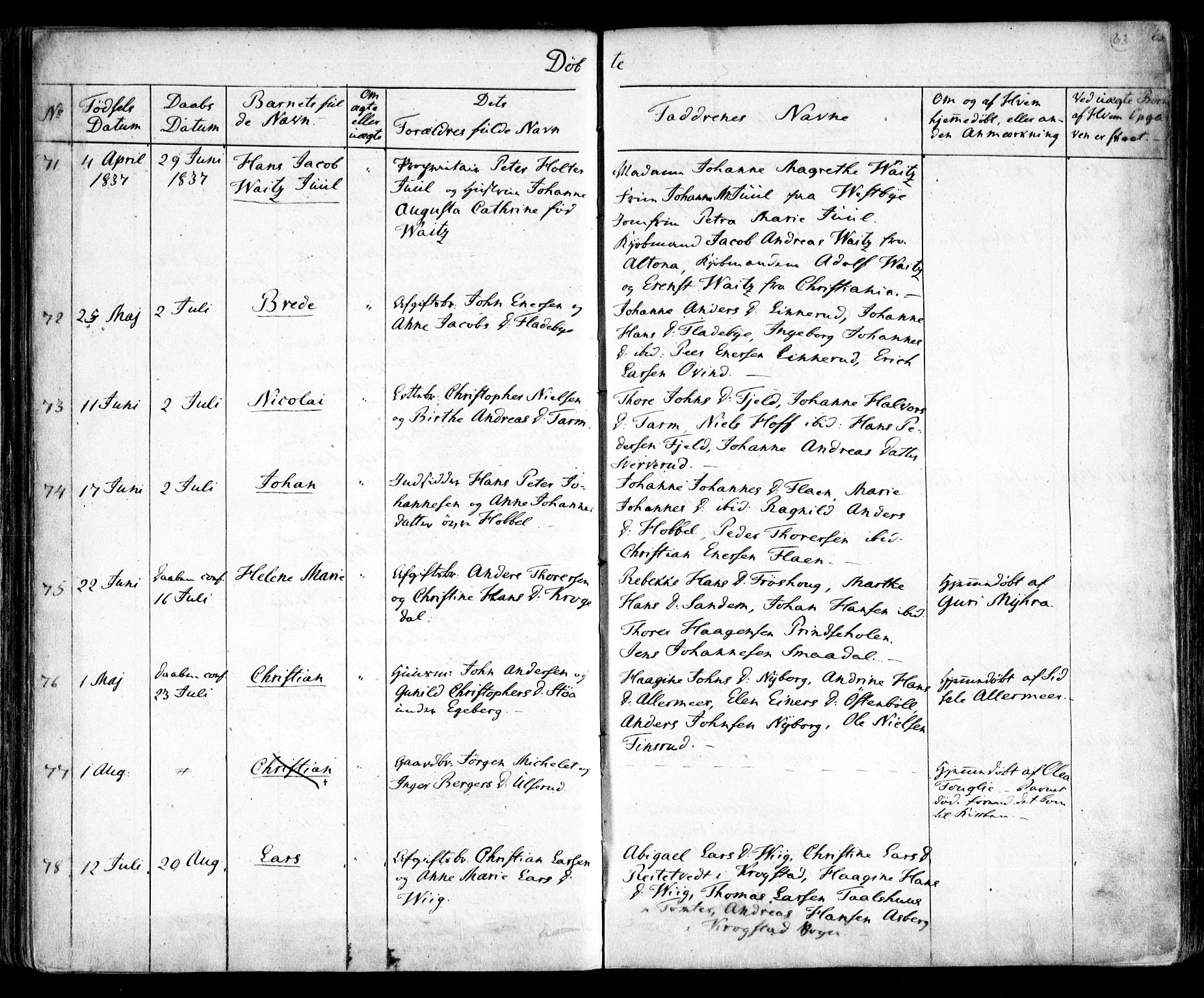 Enebakk prestekontor Kirkebøker, AV/SAO-A-10171c/F/Fa/L0009: Parish register (official) no. I 9, 1832-1861, p. 63