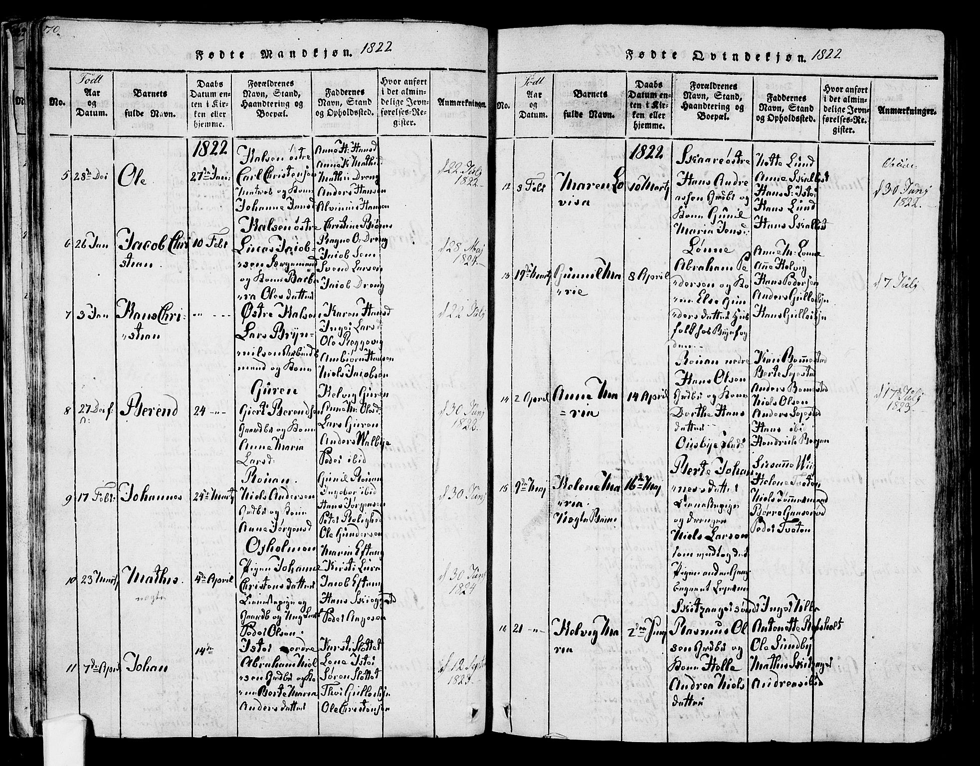 Tjølling kirkebøker, SAKO/A-60/F/Fa/L0005: Parish register (official) no. 5, 1814-1836, p. 70-71