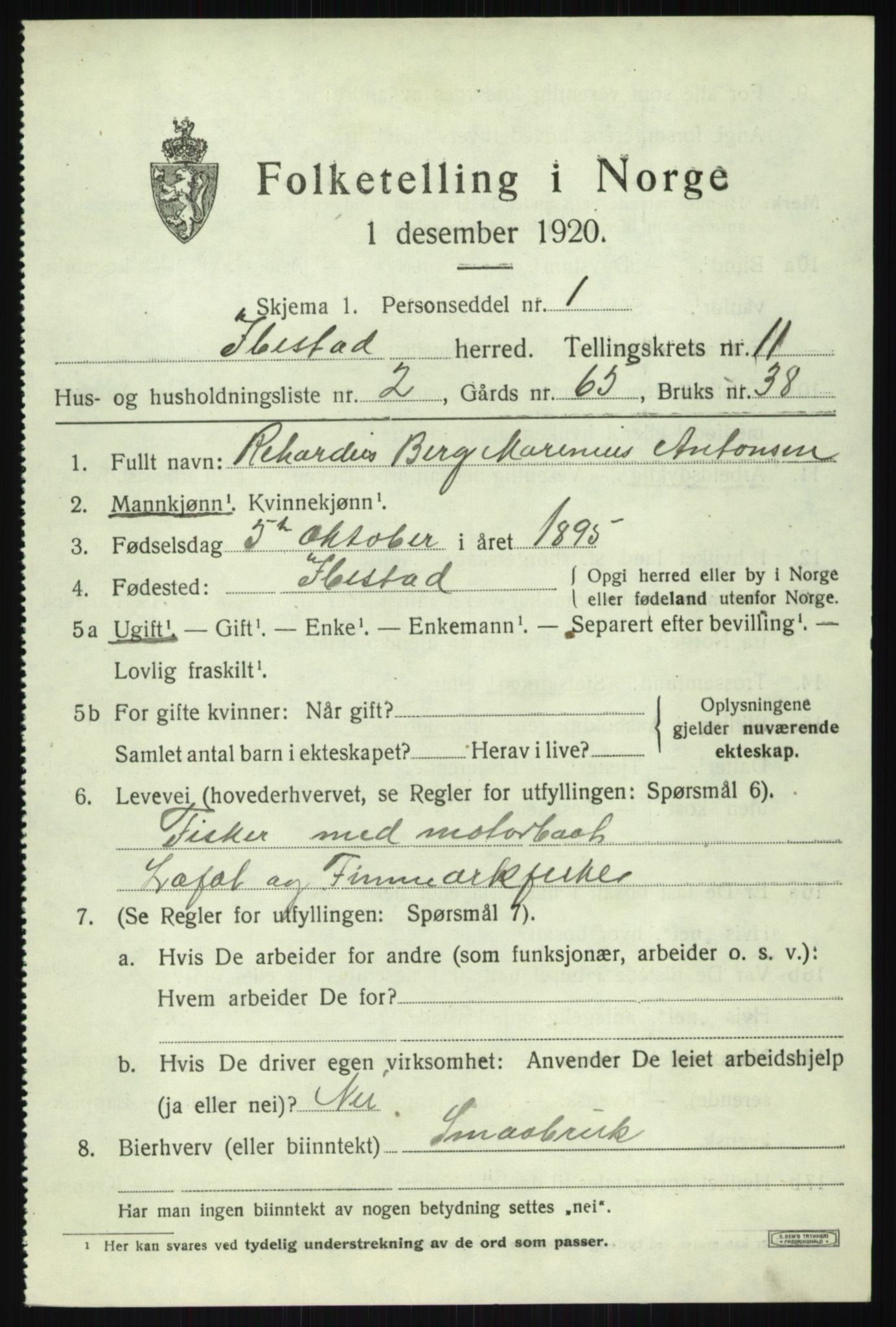 SATØ, 1920 census for Ibestad, 1920, p. 5800