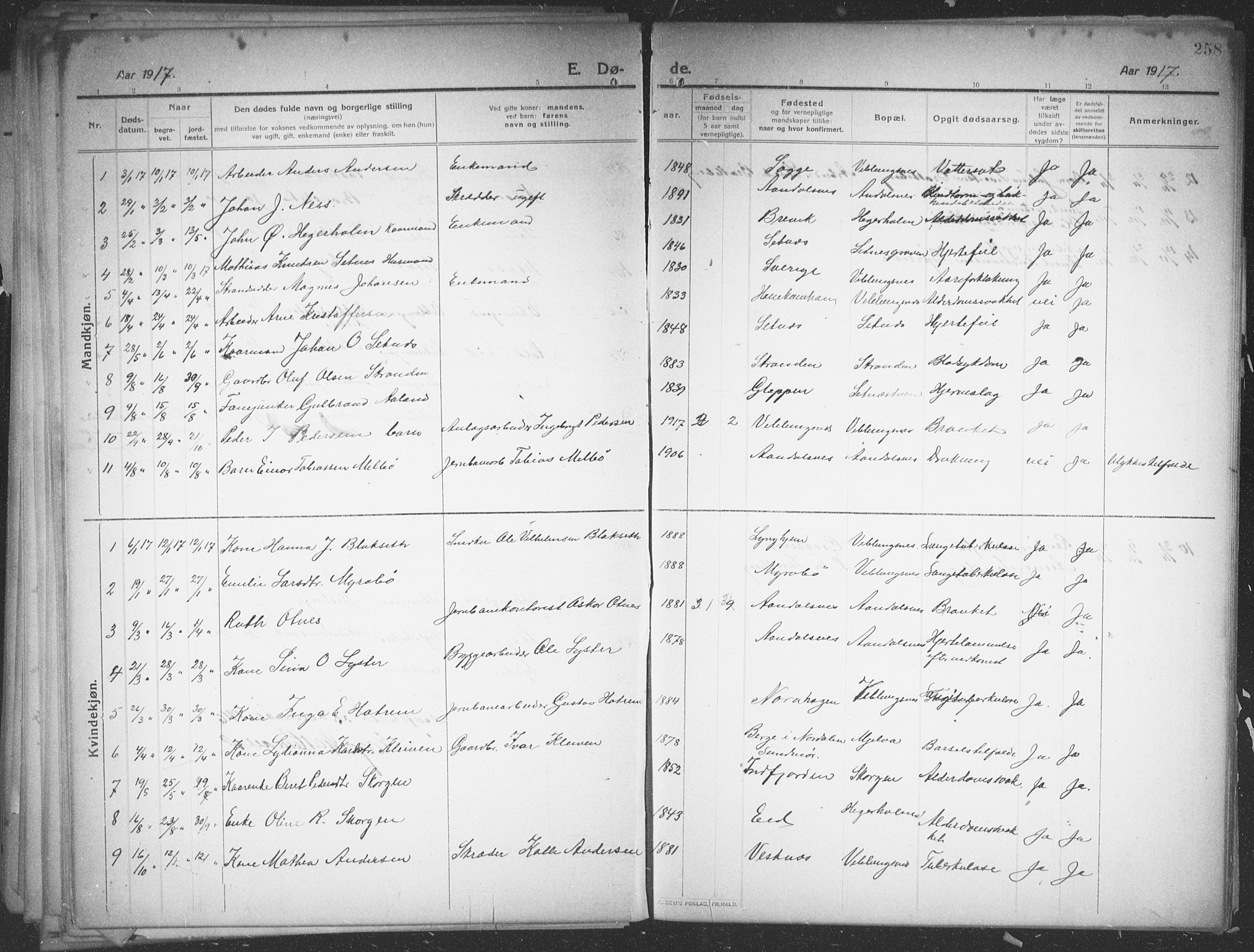 Ministerialprotokoller, klokkerbøker og fødselsregistre - Møre og Romsdal, SAT/A-1454/544/L0581: Parish register (copy) no. 544C03, 1910-1937, p. 258