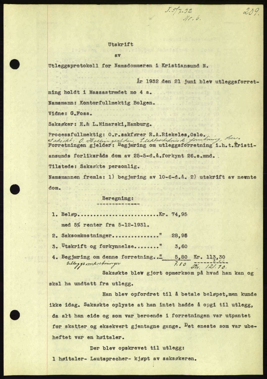 Kristiansund byfogd, AV/SAT-A-4587/A/27: Mortgage book no. 26, 1931-1933, Deed date: 05.07.1932