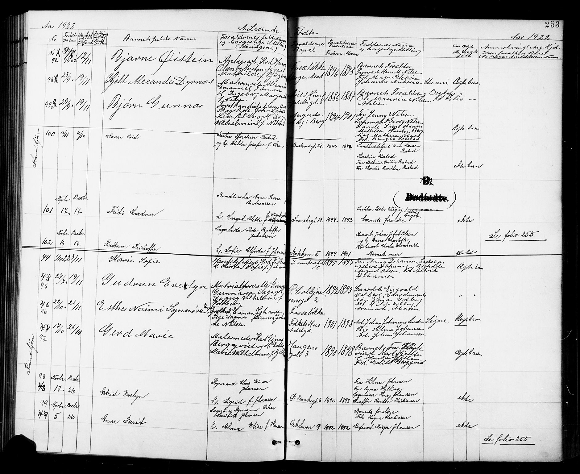 Halden prestekontor Kirkebøker, AV/SAO-A-10909/G/Ga/L0010: Parish register (copy) no. 10, 1900-1923, p. 253