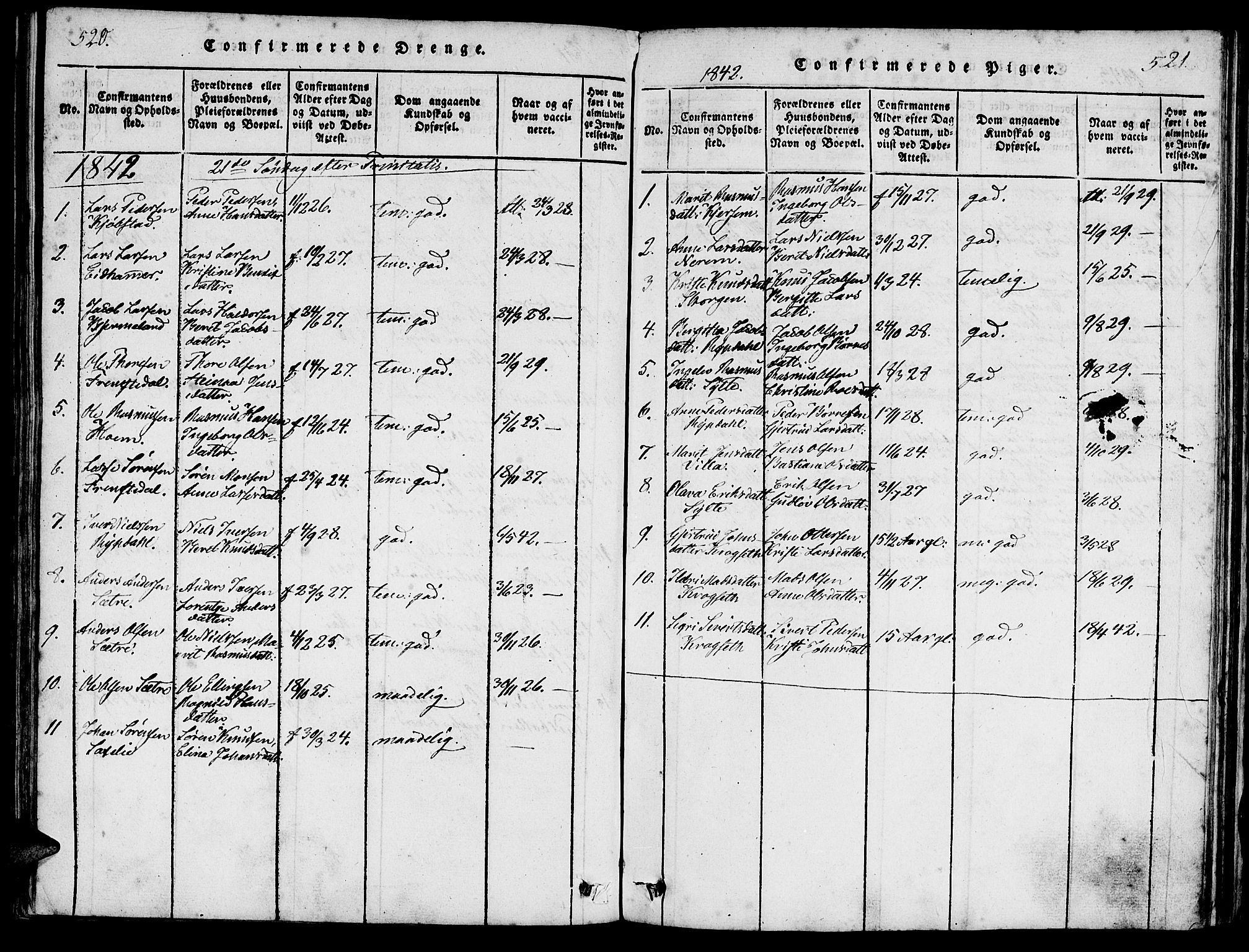 Ministerialprotokoller, klokkerbøker og fødselsregistre - Møre og Romsdal, AV/SAT-A-1454/541/L0544: Parish register (official) no. 541A01, 1818-1847, p. 520-521