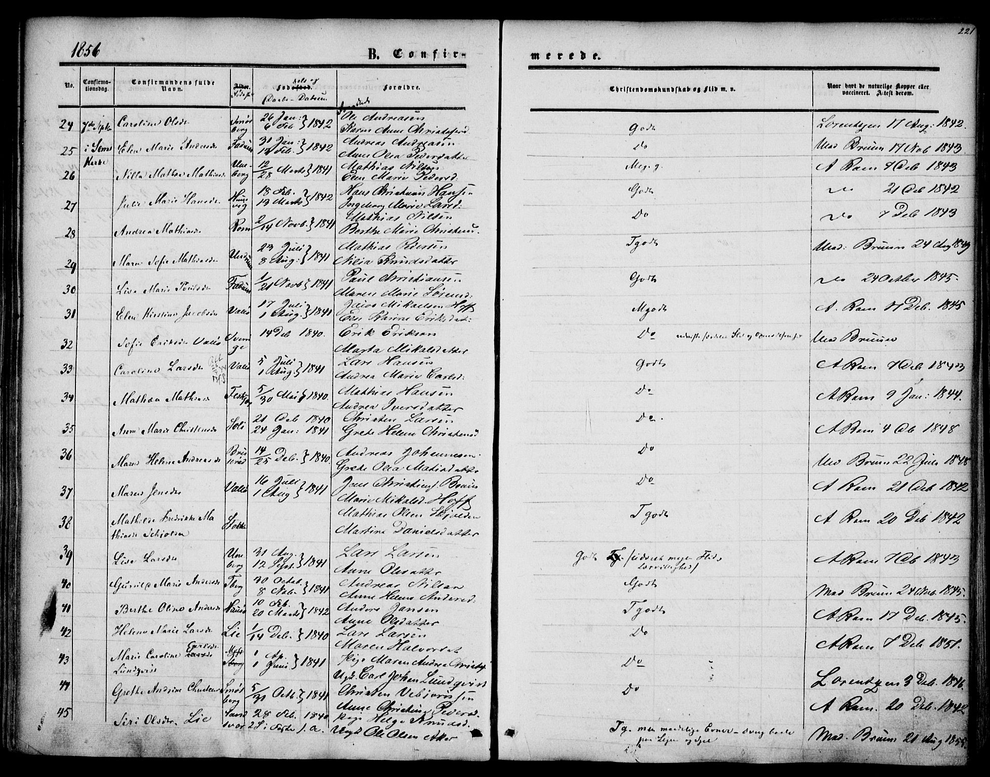 Sem kirkebøker, SAKO/A-5/F/Fa/L0007: Parish register (official) no. I 7, 1856-1865, p. 221