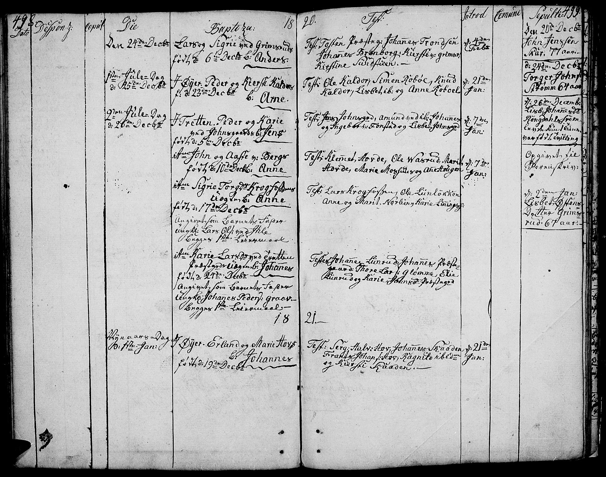 Øyer prestekontor, SAH/PREST-084/H/Ha/Haa/L0003: Parish register (official) no. 3, 1784-1824, p. 498-499