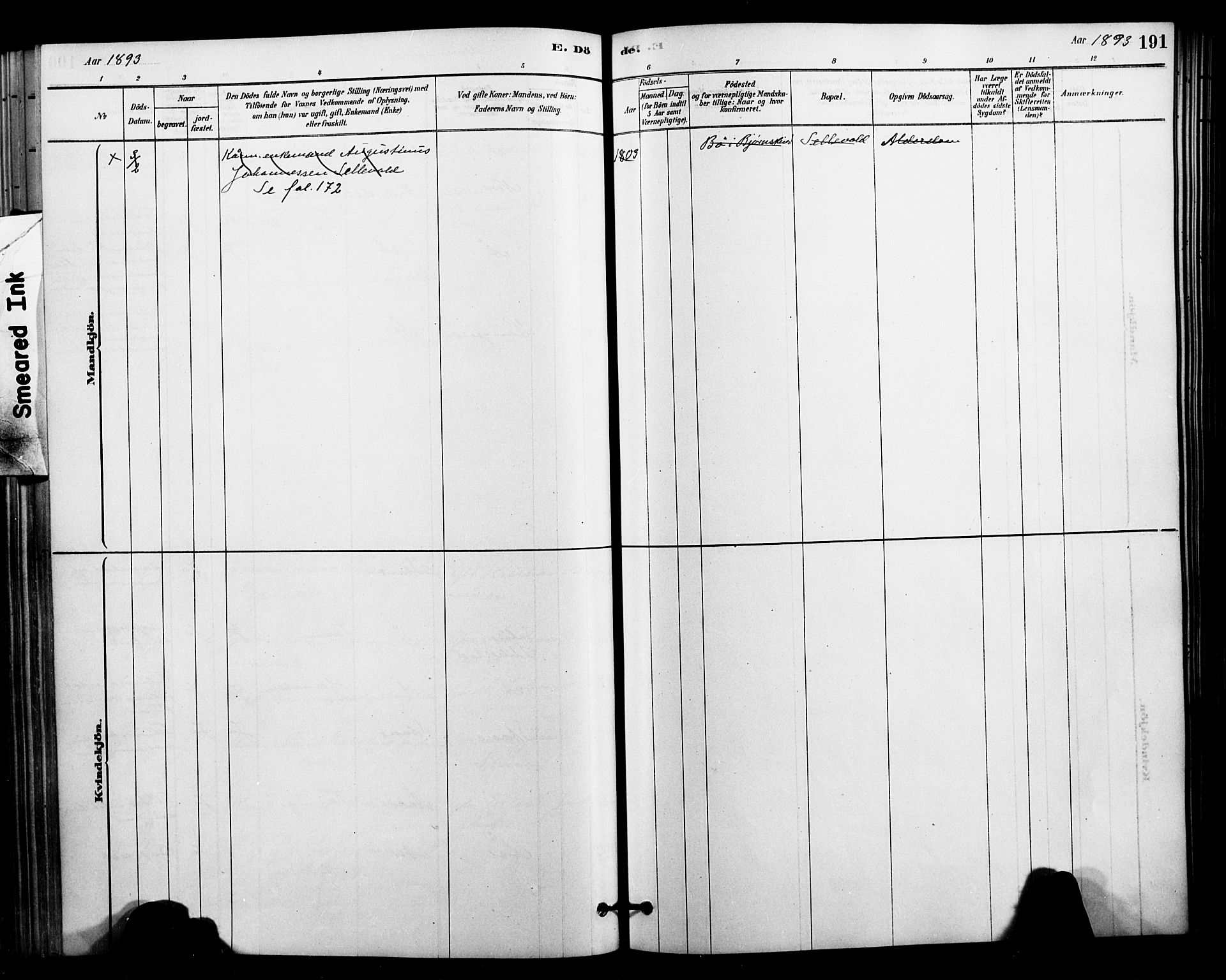 Ministerialprotokoller, klokkerbøker og fødselsregistre - Nordland, AV/SAT-A-1459/897/L1399: Parish register (official) no. 897C06, 1881-1896, p. 191