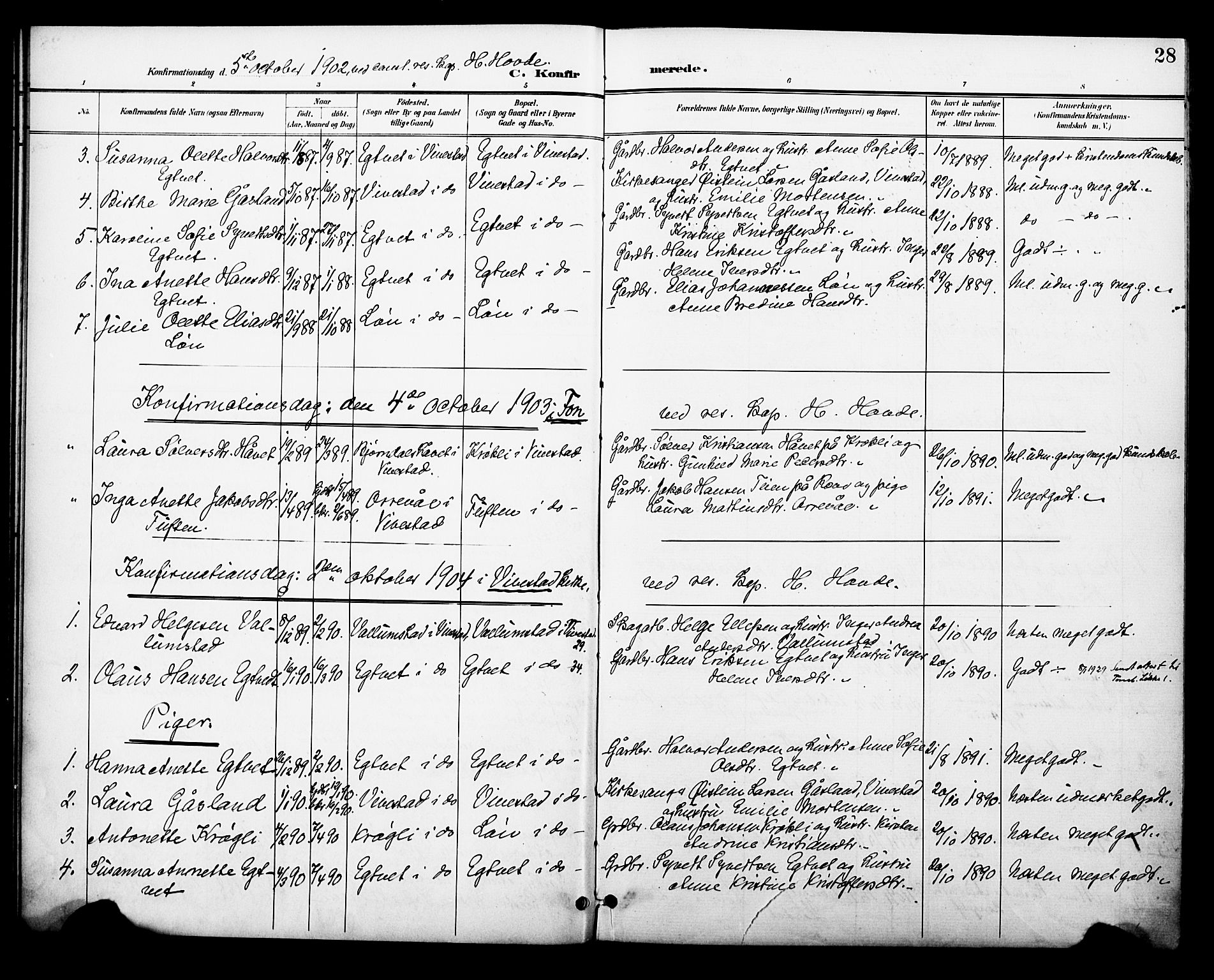 Ramnes kirkebøker, AV/SAKO-A-314/F/Fc/L0002: Parish register (official) no. III 2, 1900-1914, p. 28