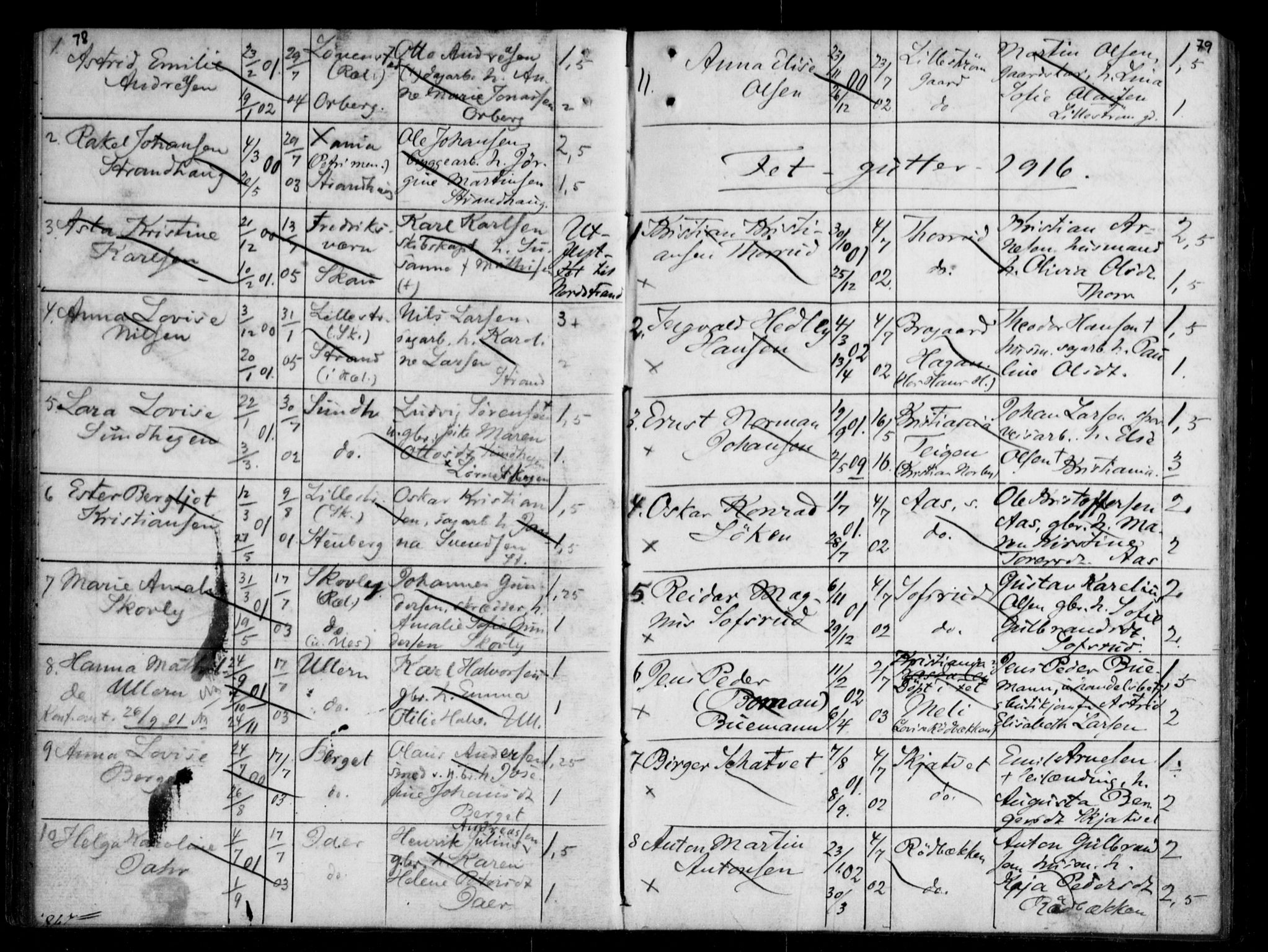 Fet prestekontor Kirkebøker, SAO/A-10370a/H/Ha/L0001: Banns register no. 1, 1906-1919, p. 78-79