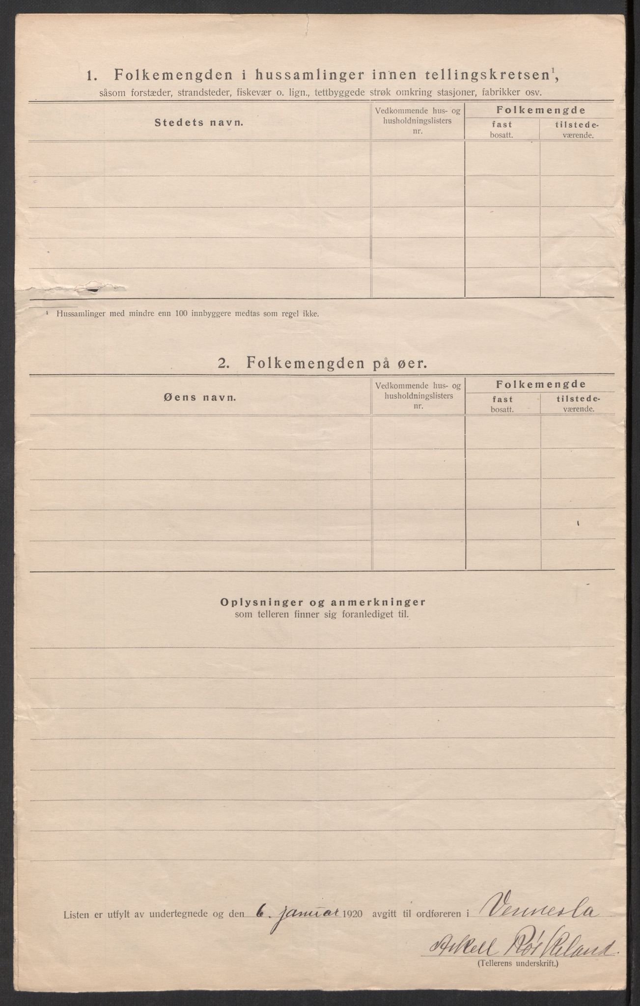 SAK, 1920 census for Vennesla, 1920, p. 24