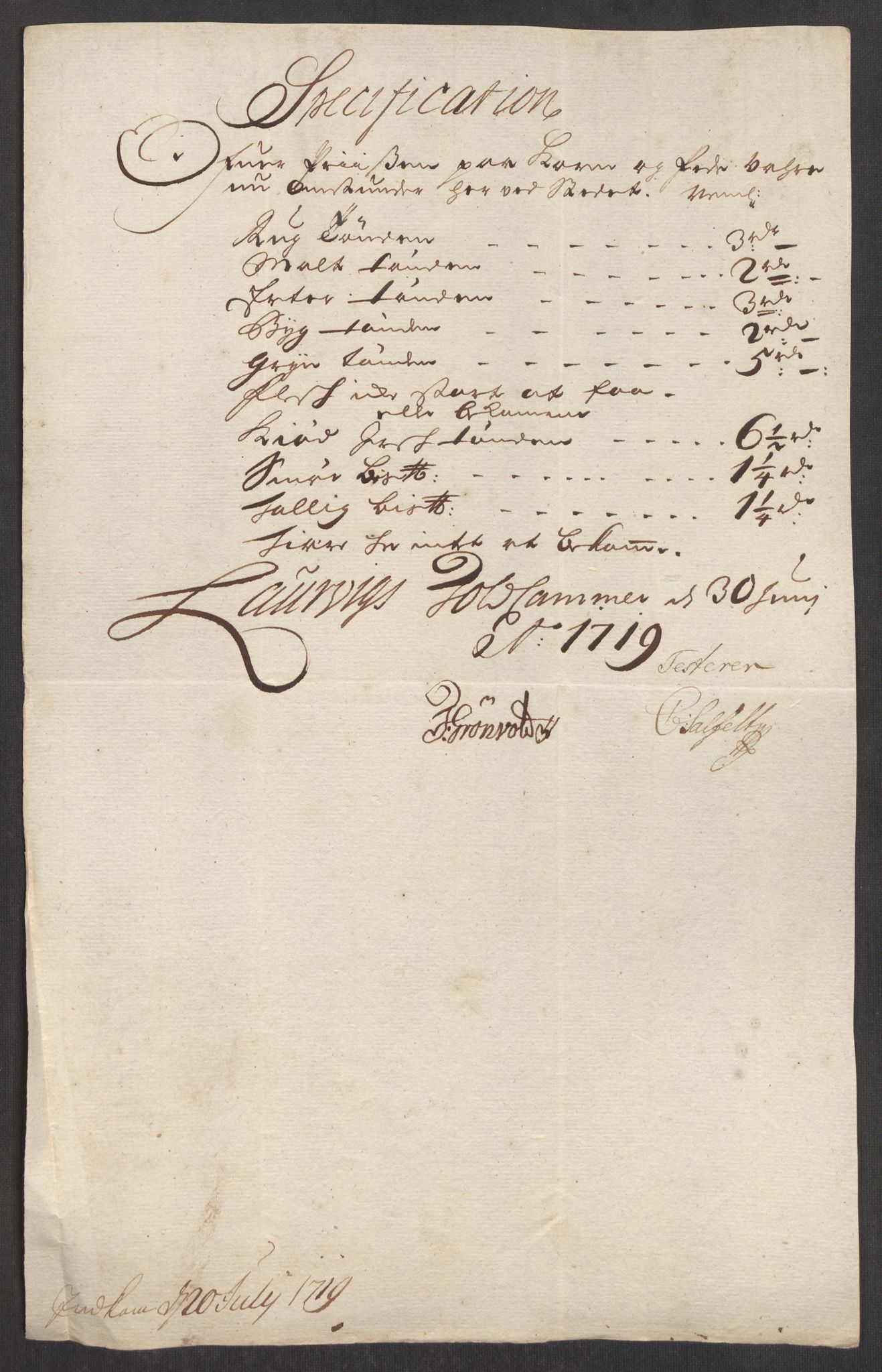 Rentekammeret inntil 1814, Realistisk ordnet avdeling, AV/RA-EA-4070/Oe/L0001: [Ø1]: Priskuranter, 1712-1739, p. 123