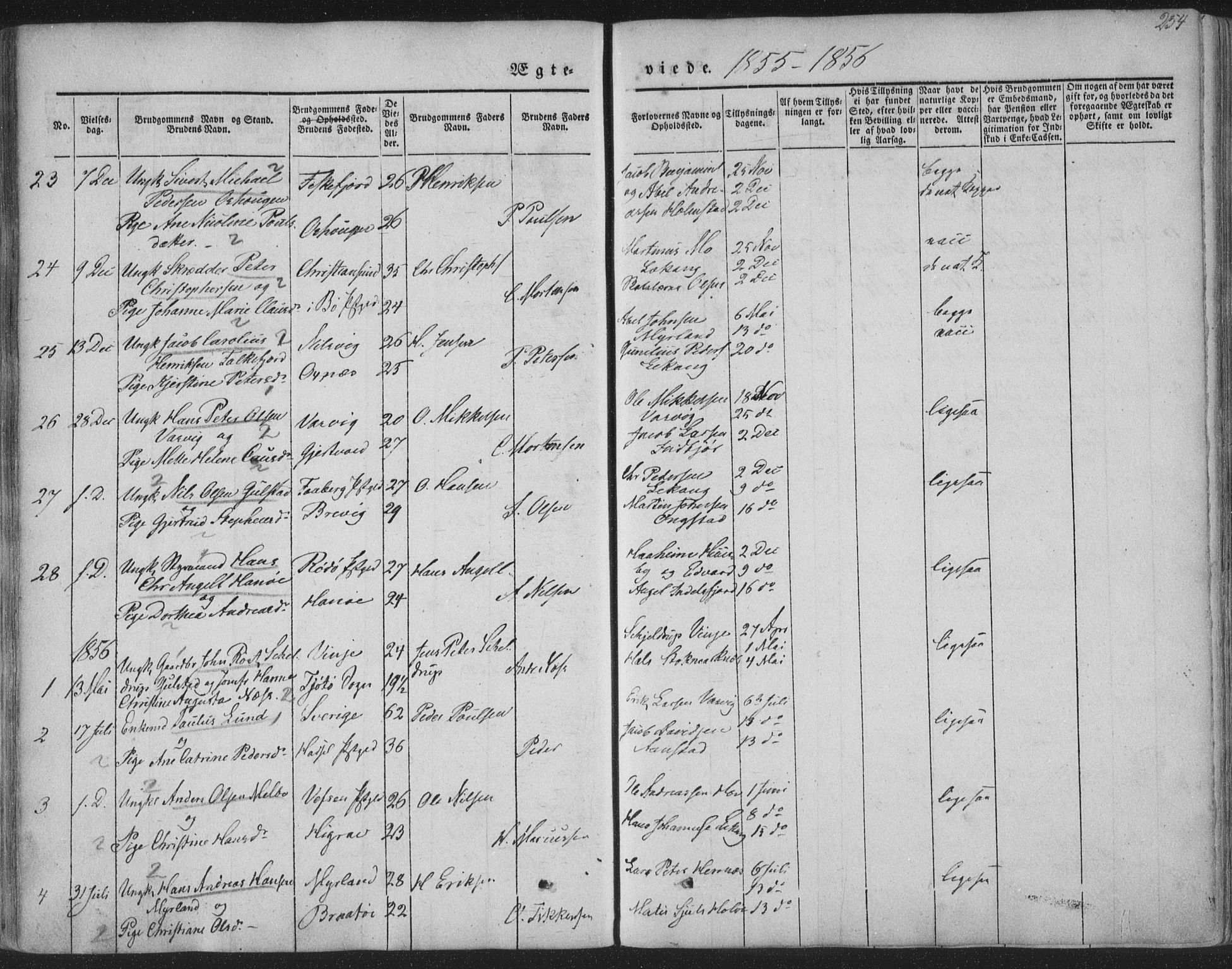 Ministerialprotokoller, klokkerbøker og fødselsregistre - Nordland, AV/SAT-A-1459/888/L1241: Parish register (official) no. 888A07, 1849-1869, p. 254