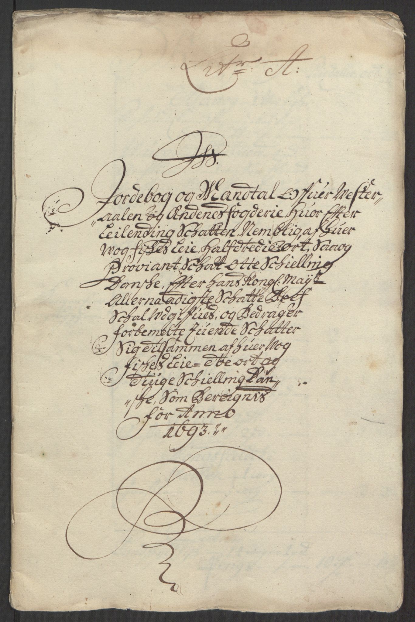 Rentekammeret inntil 1814, Reviderte regnskaper, Fogderegnskap, RA/EA-4092/R67/L4676: Fogderegnskap Vesterålen, Andenes og Lofoten, 1691-1693, p. 241