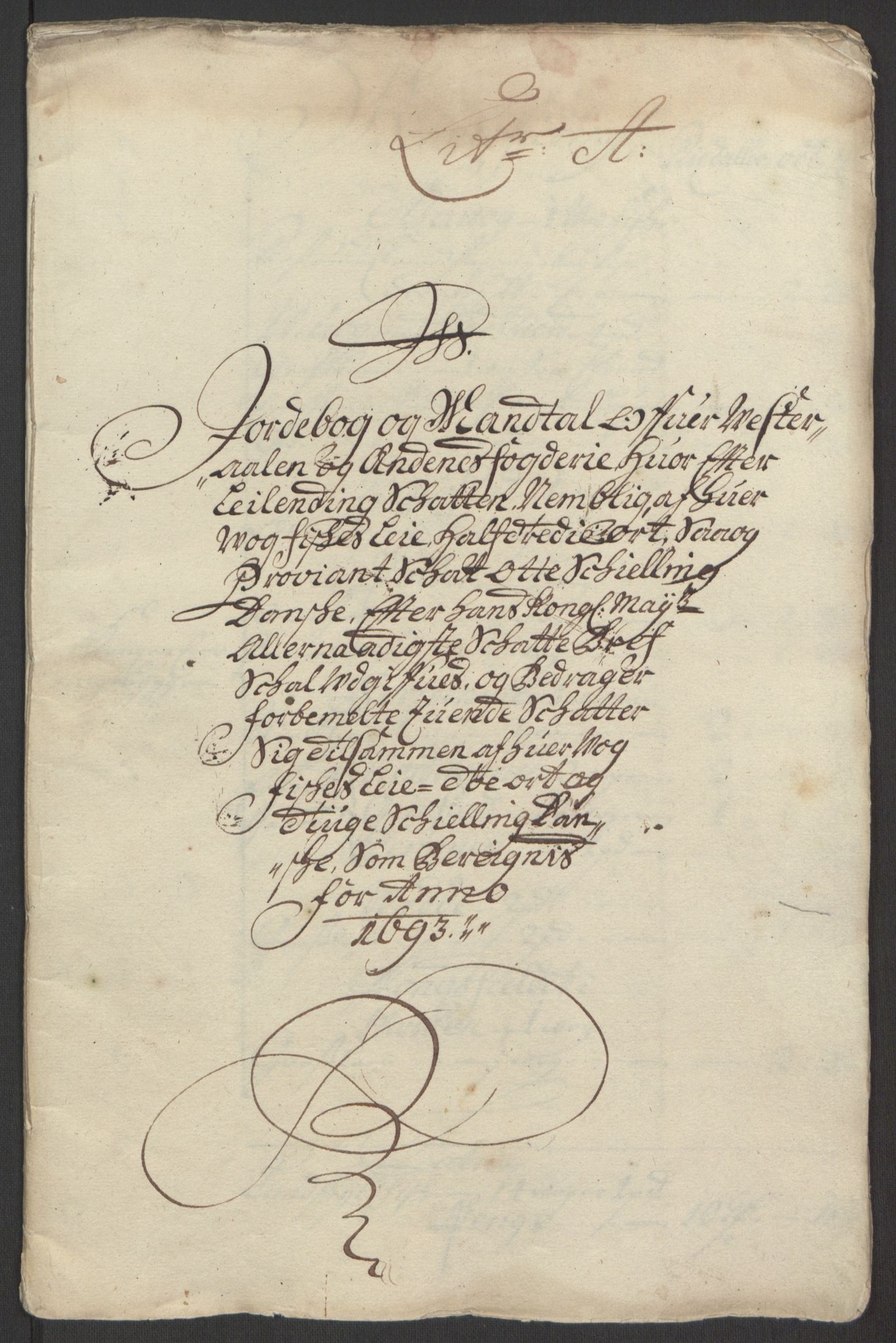 Rentekammeret inntil 1814, Reviderte regnskaper, Fogderegnskap, AV/RA-EA-4092/R67/L4676: Fogderegnskap Vesterålen, Andenes og Lofoten, 1691-1693, p. 241