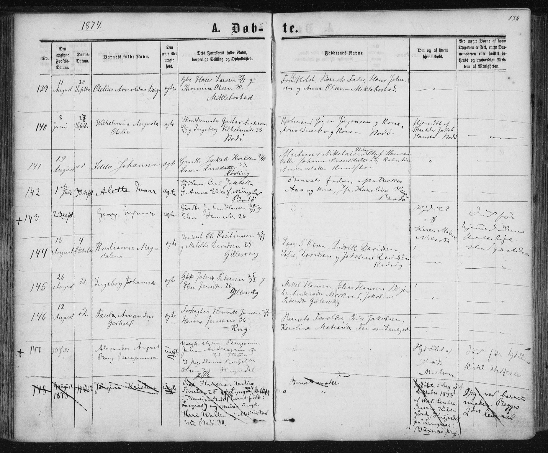 Ministerialprotokoller, klokkerbøker og fødselsregistre - Nordland, SAT/A-1459/801/L0008: Parish register (official) no. 801A08, 1864-1875, p. 134