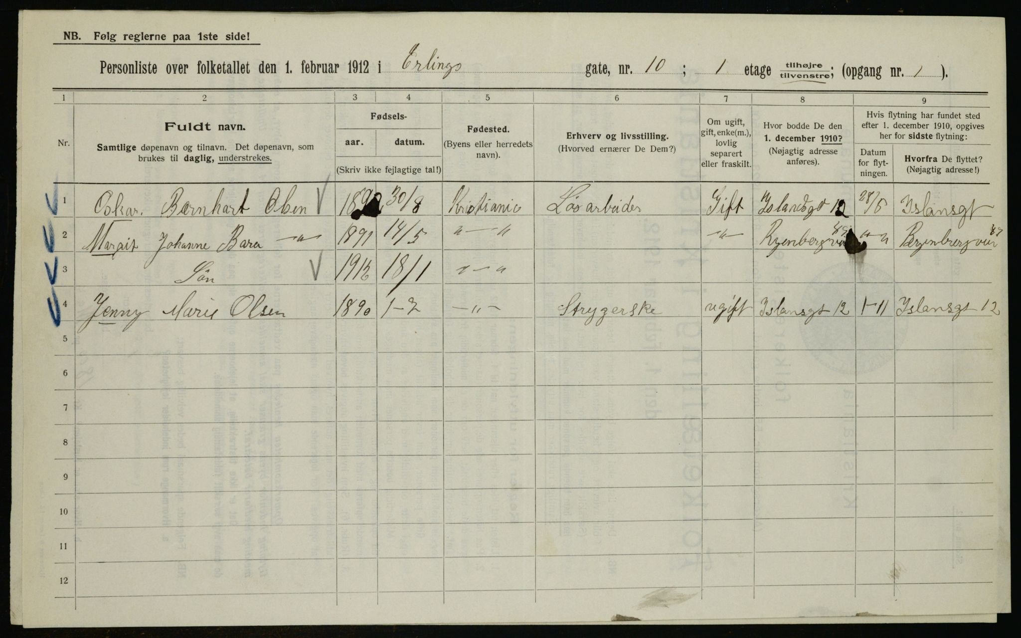 OBA, Municipal Census 1912 for Kristiania, 1912, p. 21960