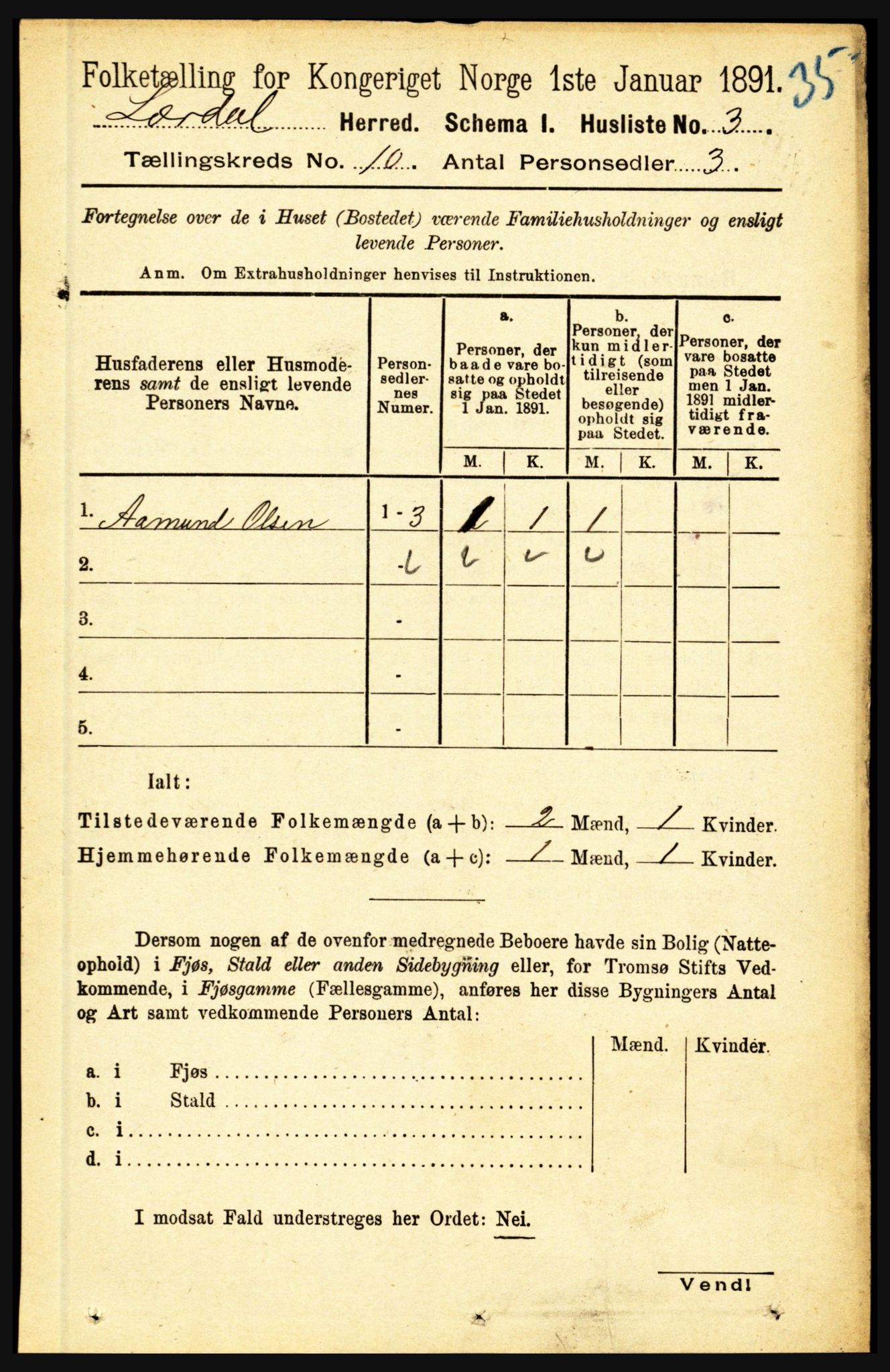 RA, 1891 census for 1422 Lærdal, 1891, p. 1627