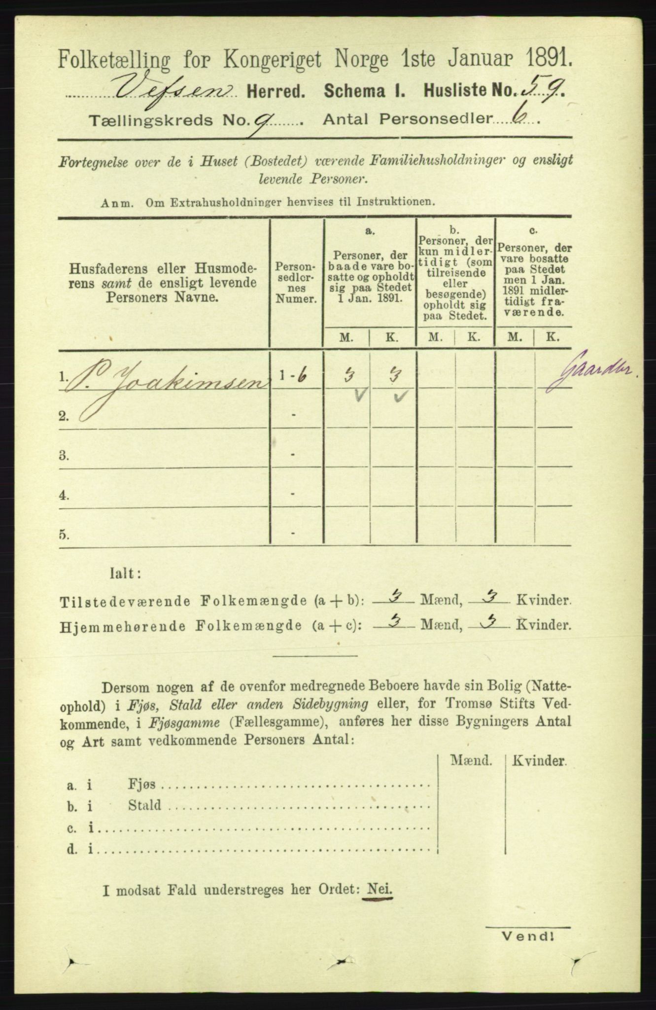 RA, 1891 census for 1824 Vefsn, 1891, p. 4685