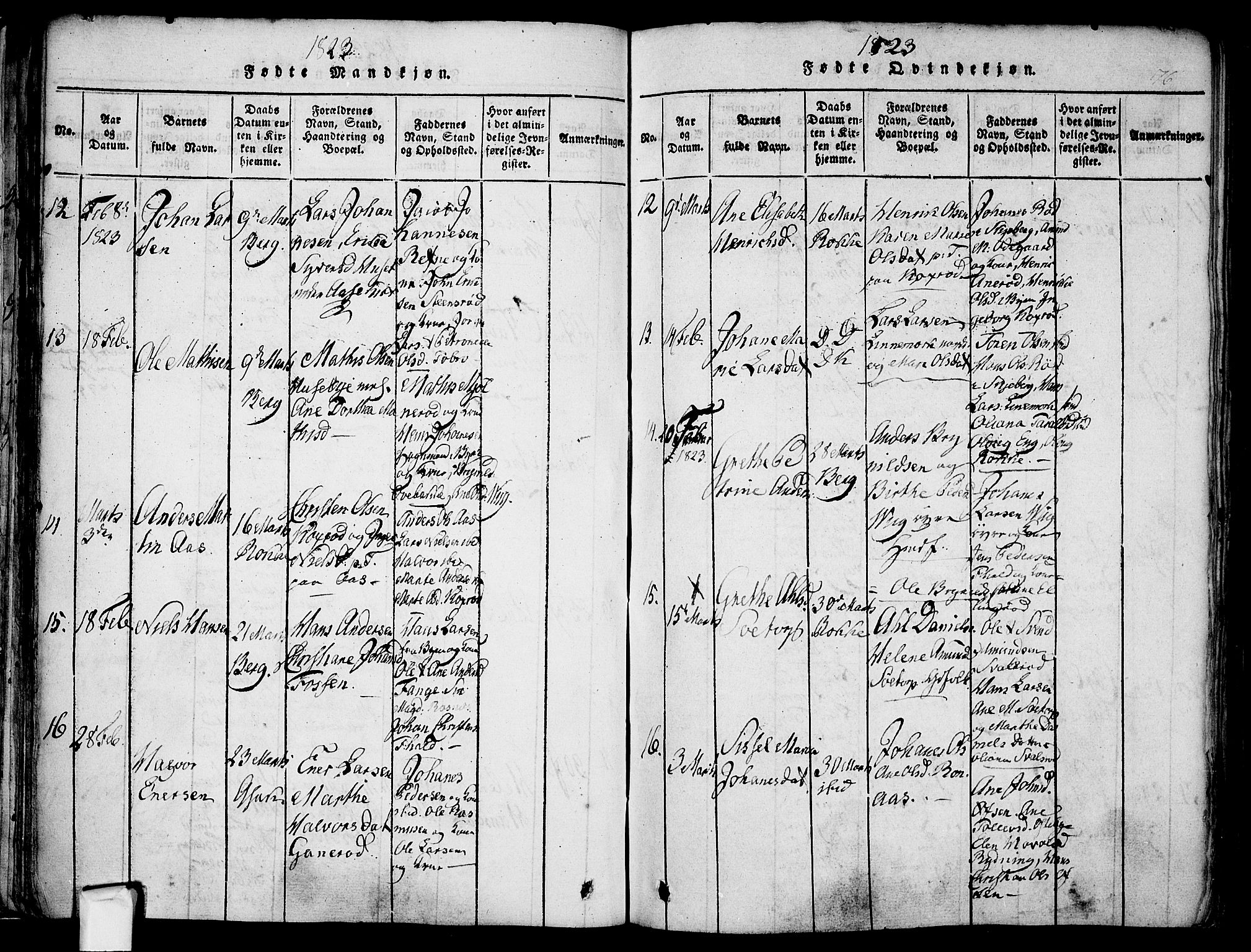 Berg prestekontor Kirkebøker, AV/SAO-A-10902/F/Fa/L0002: Parish register (official) no. I 2, 1815-1831, p. 76